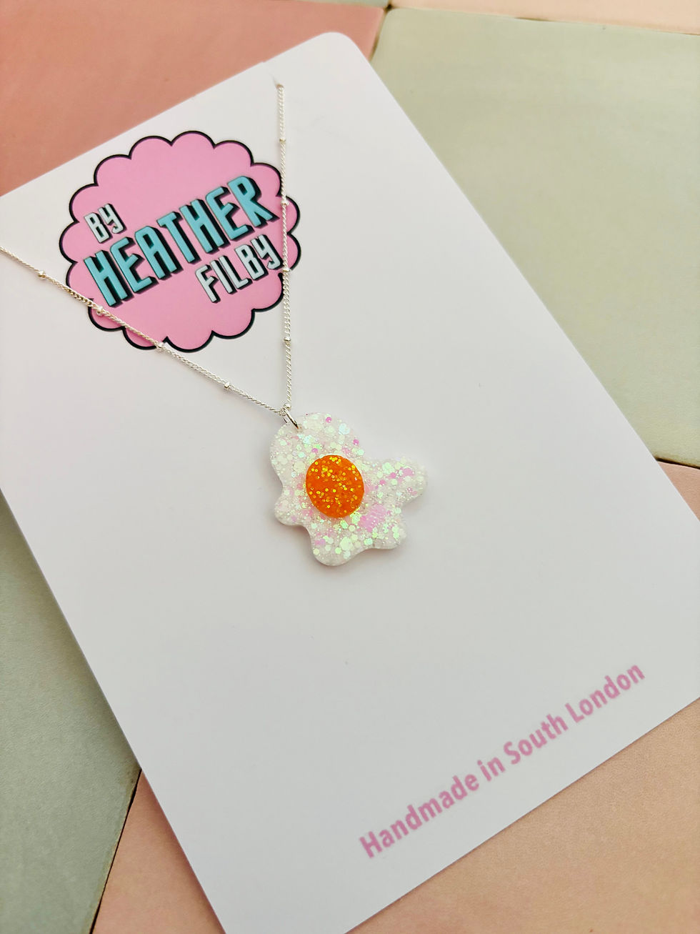 Thumbnail: 🍳 Fried Egg Glitter Charm Necklace