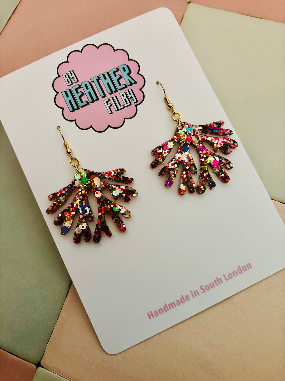Thumbnail: 🪸 Under the Sea Coral Glitter Statement Earrings