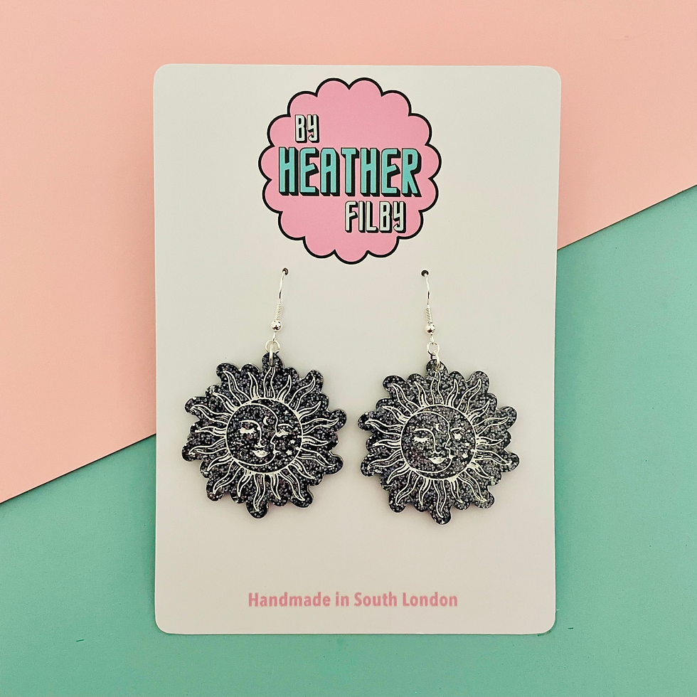 Glittery Sun and Moon Earrings