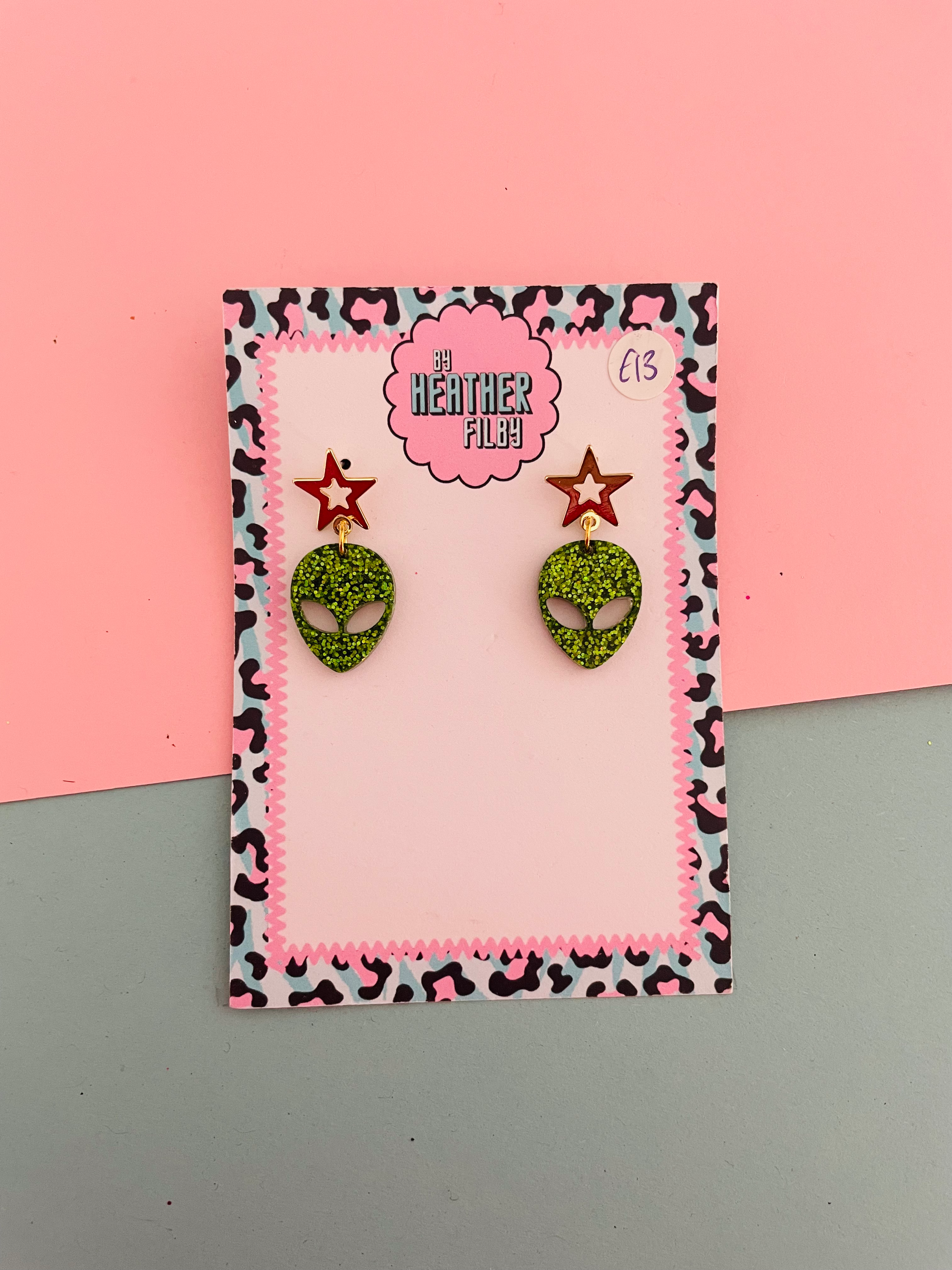 Mini Alien Glitter Earrings