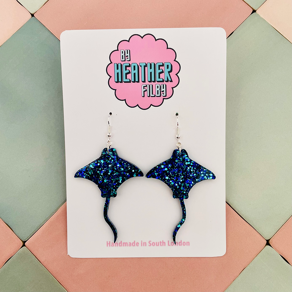 Sting Ray Blue Resin Earrings