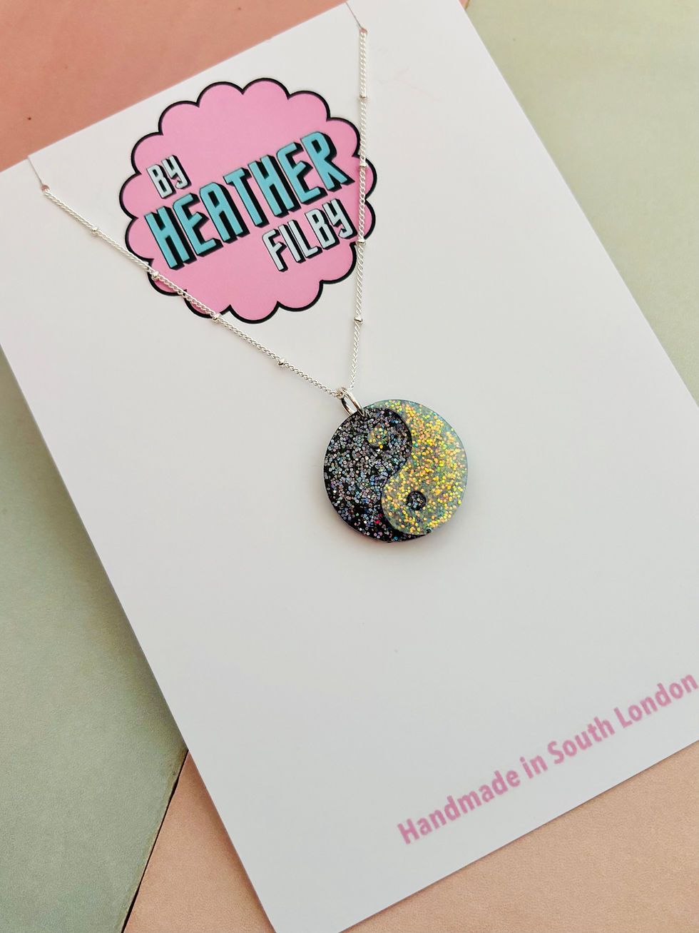Thumbnail: 🖤🤍 Yin Yang Glitter Charm Necklace