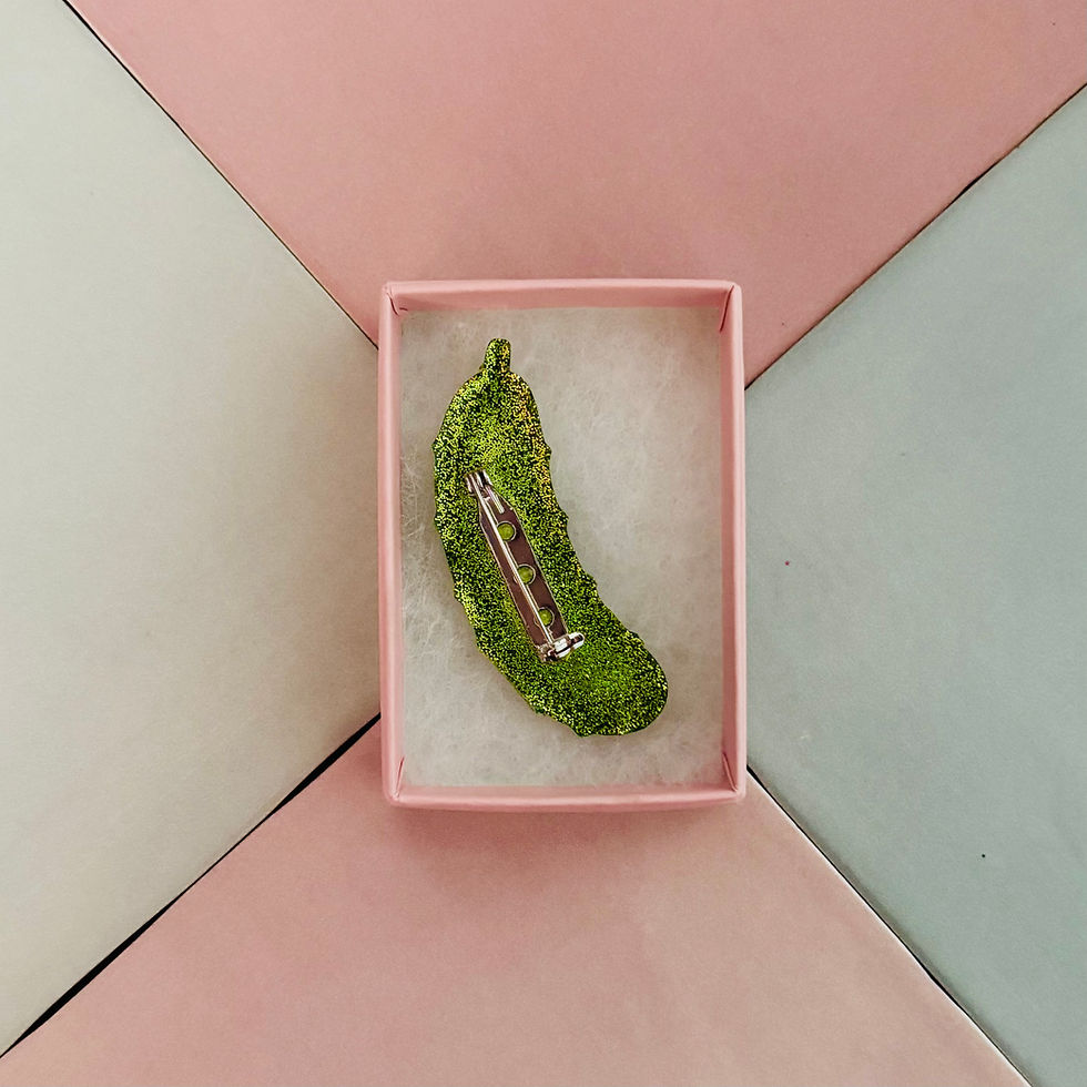 Thumbnail: 🥒 Green Pickle Glitter Resin Brooch