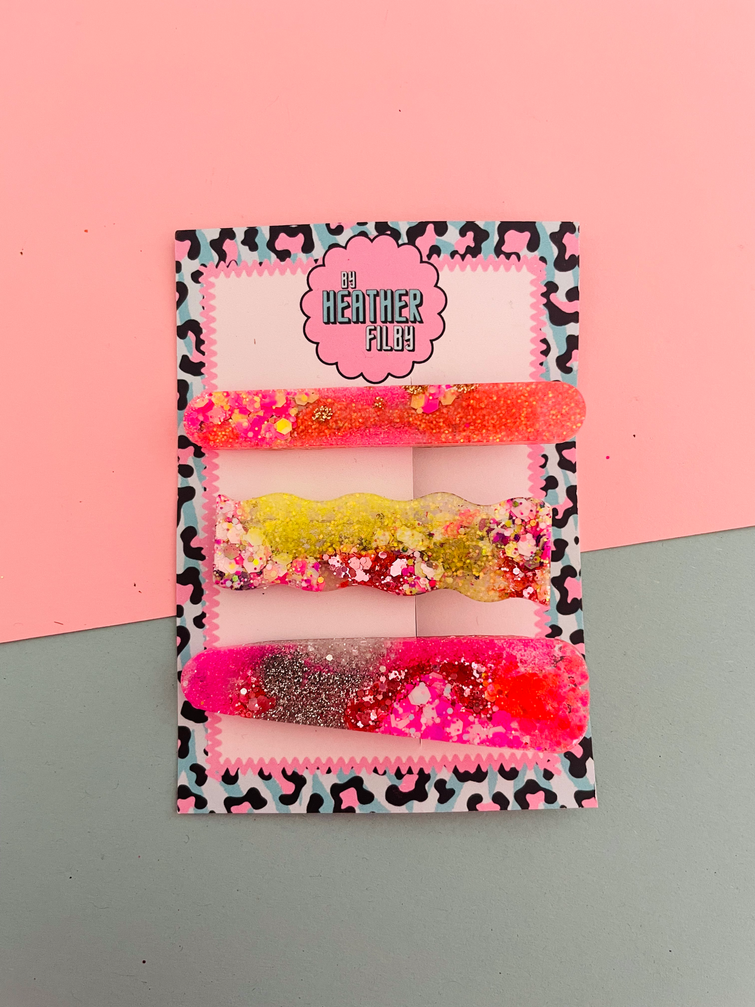 Neon Glitter Hair Clips