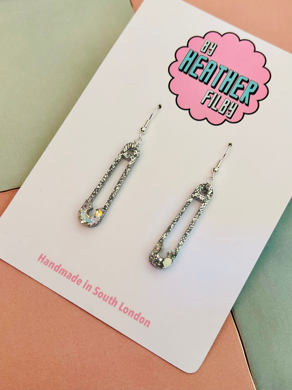 Thumbnail: 🧷 Safety Pin Glitter Statement Earrings