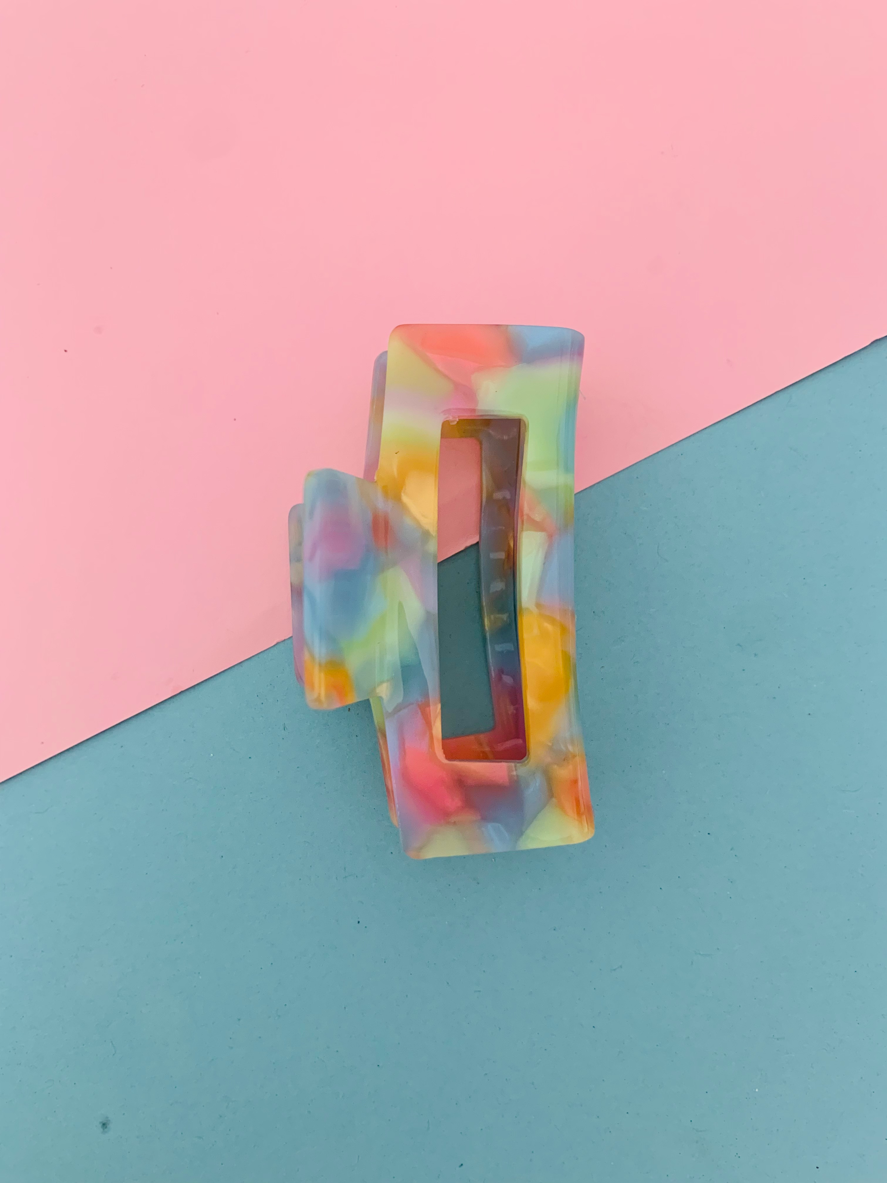 Small Summer Pastel Marble Effect Hair Claw