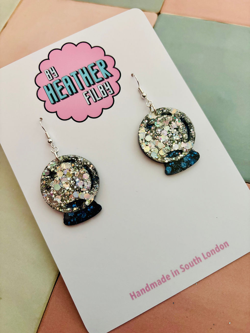 Thumbnail: 🔮 Mystic Ball Glitter Resin Earrings