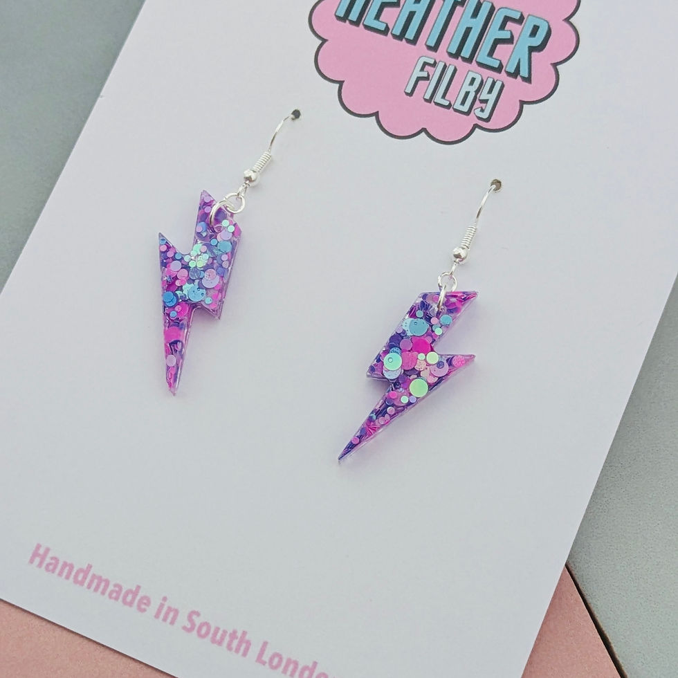 Thumbnail: Mini lilac glitter lightning bolts