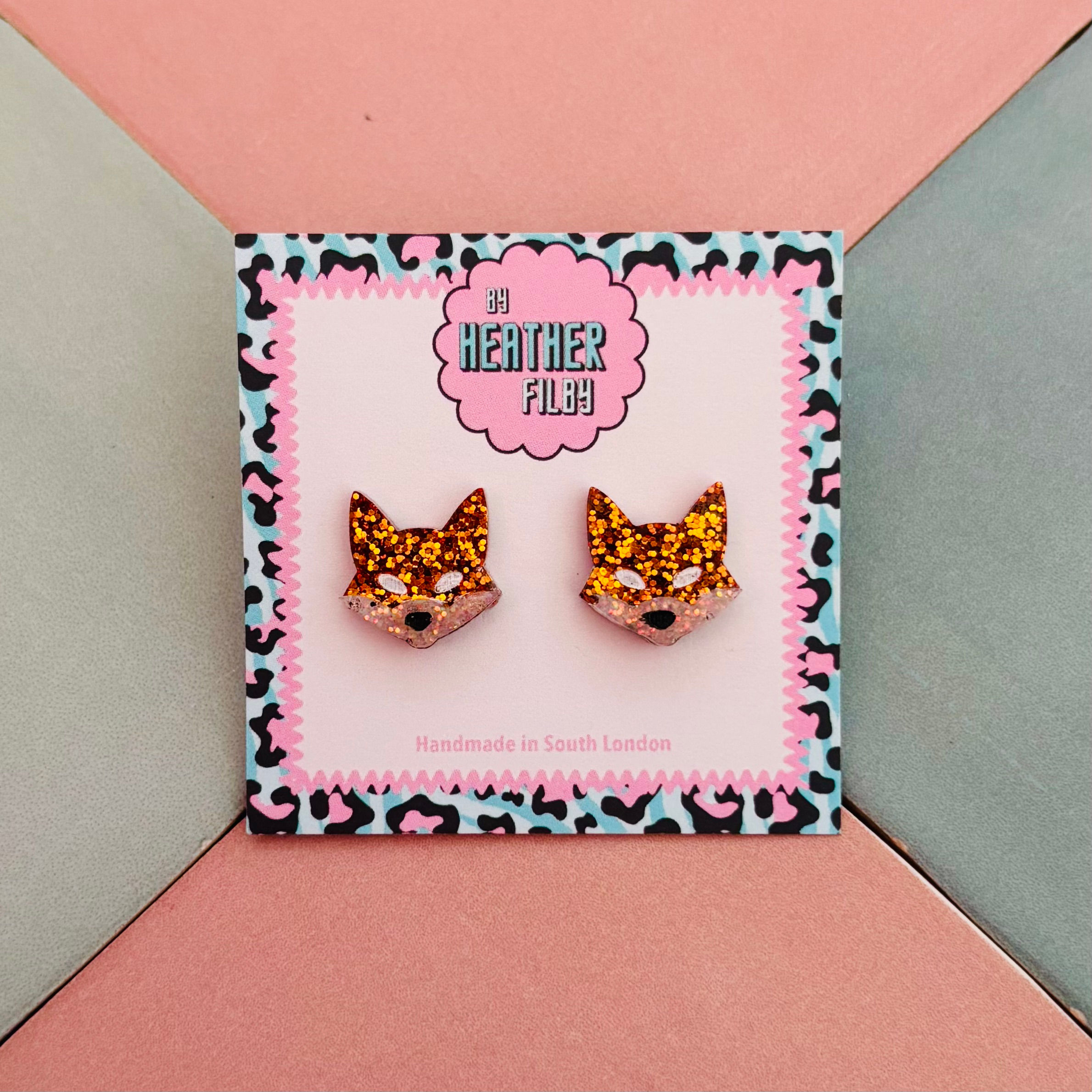 🦊 Fox Glitter Stud Earrings