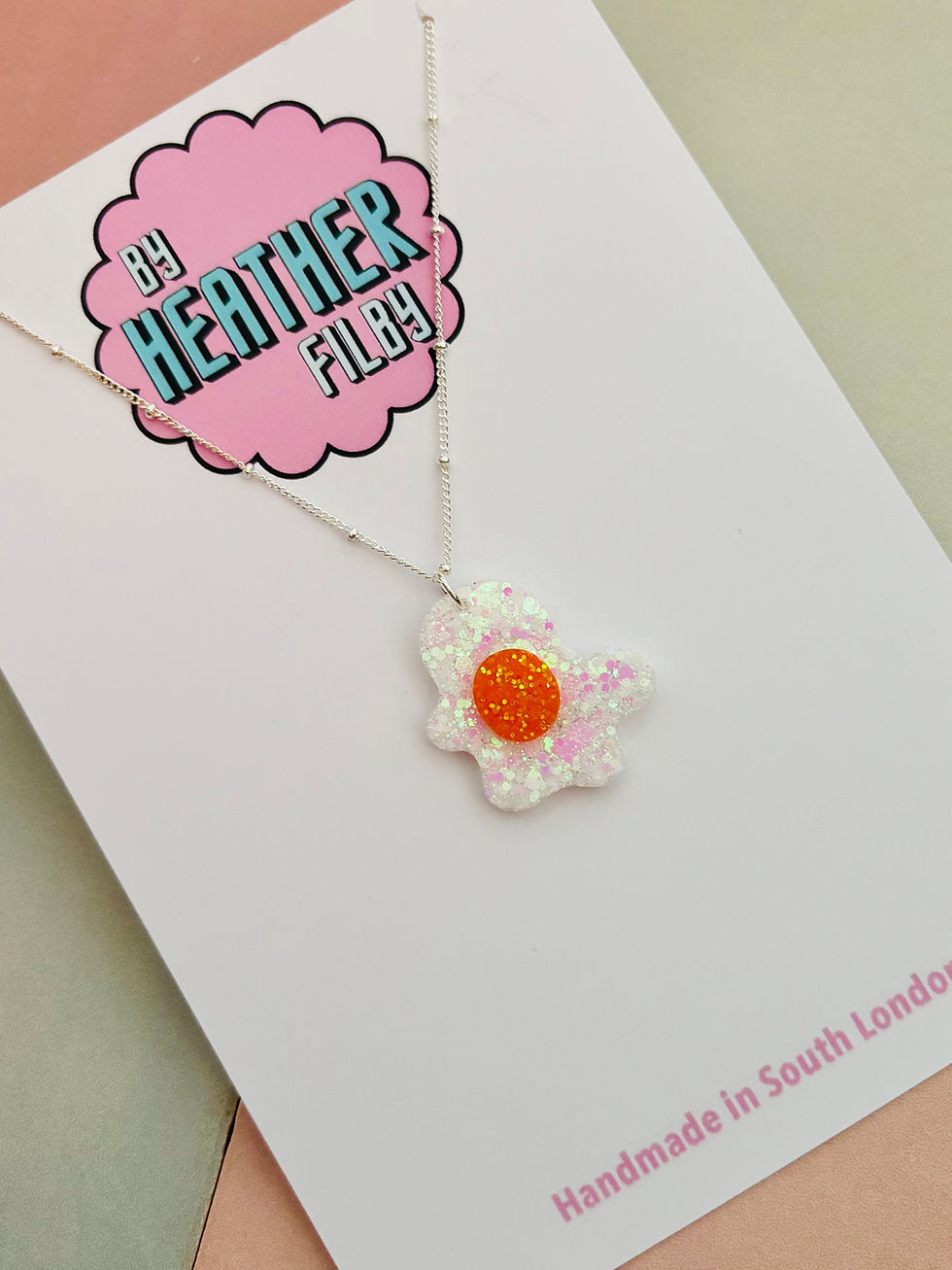 Thumbnail: 🍳 Fried Egg Glitter Charm Necklace