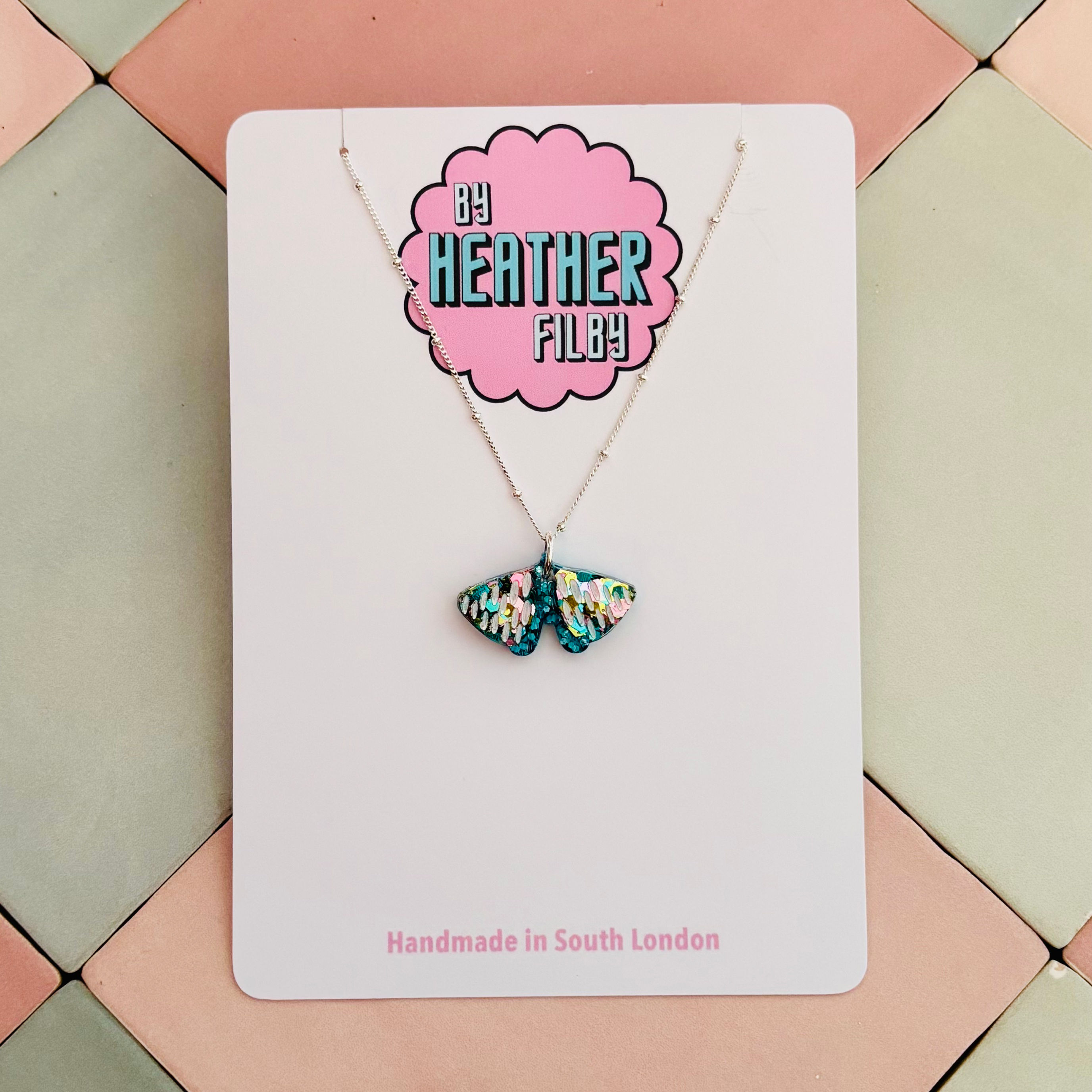 🪽 Moth Glitter Charm Necklace