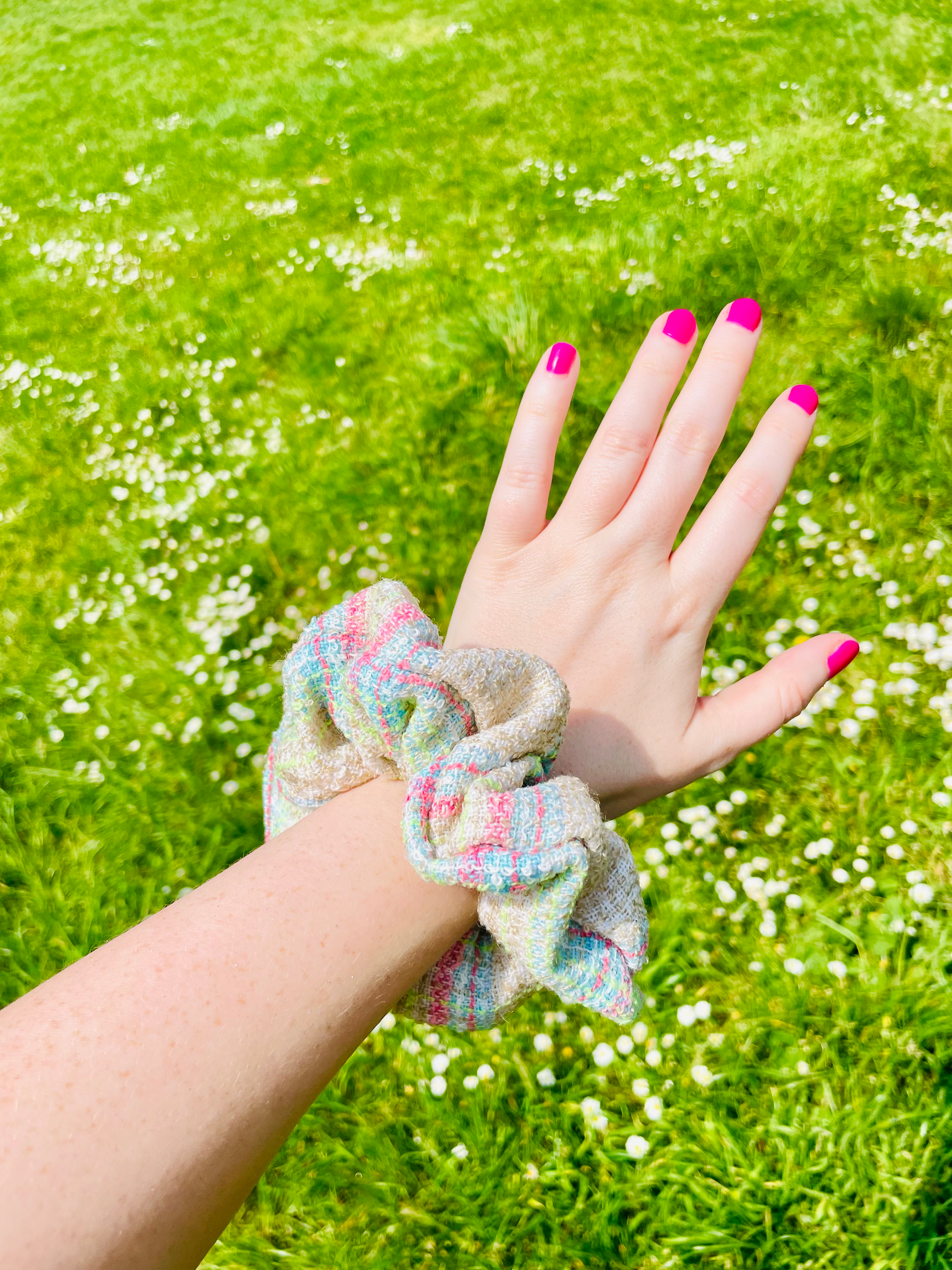 Pastel woven hair scrunchie