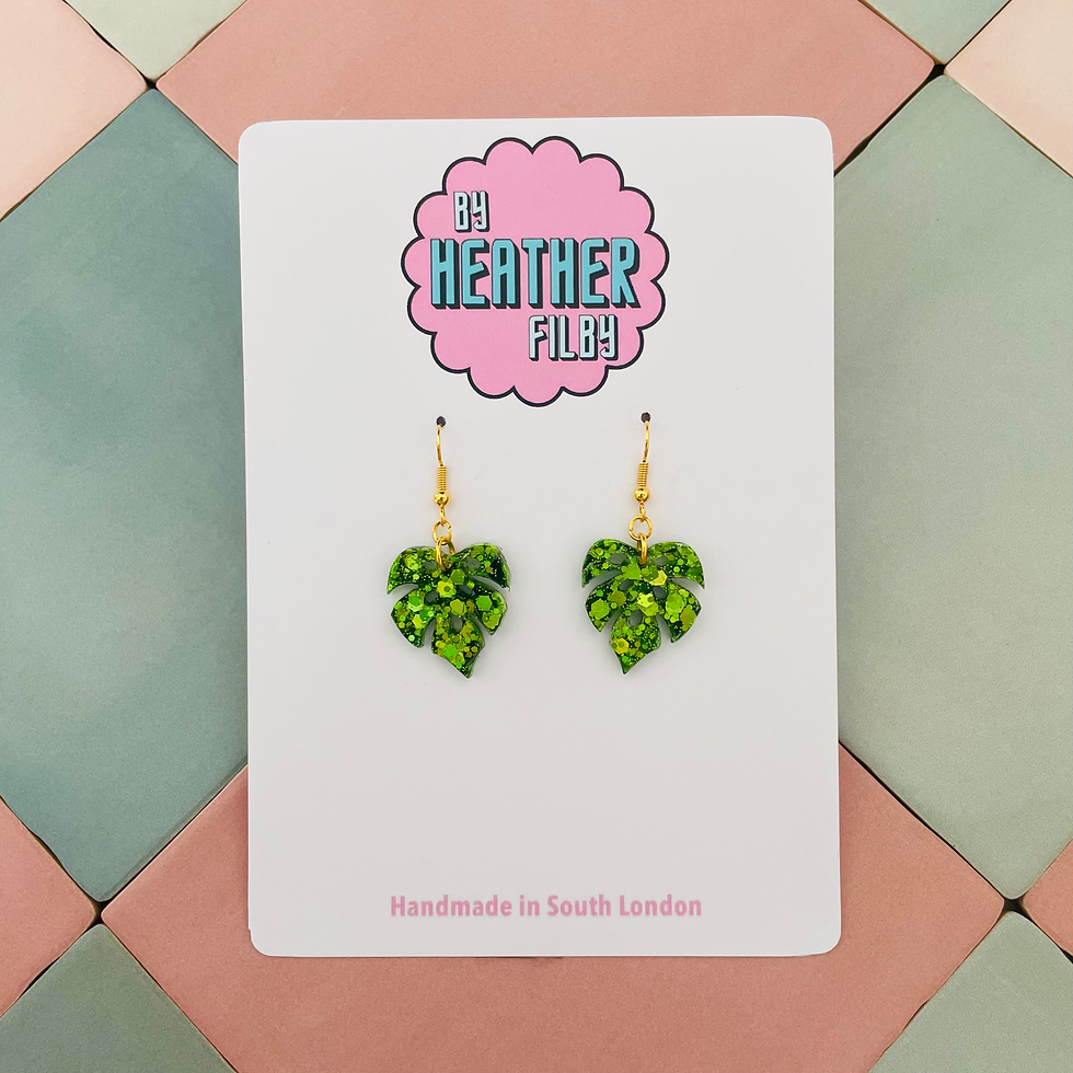 Thumbnail: Monstera Glitter Leaf Earrings