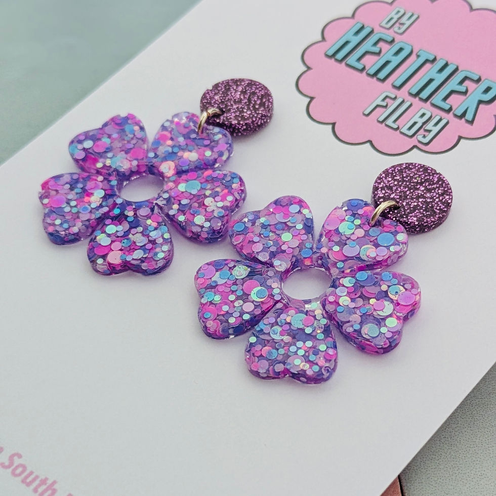 Chunky petal glitter flower earrings
