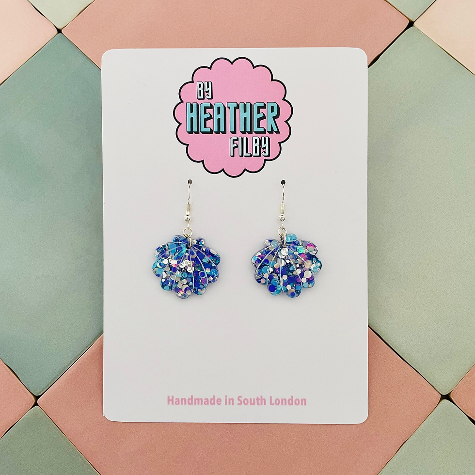 Thumbnail: Glitter resin mini shell earrings