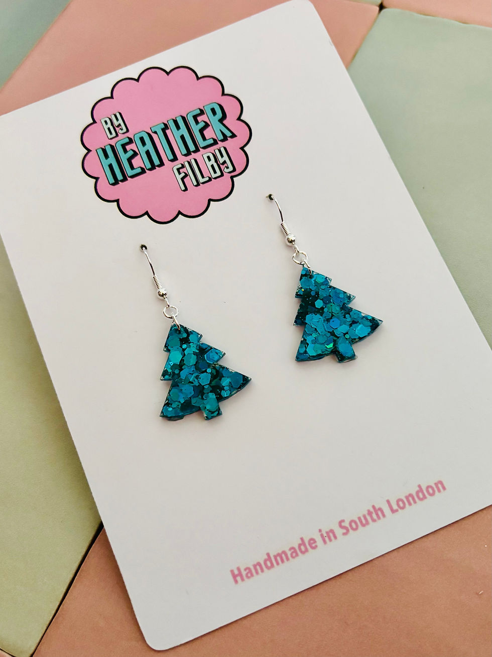 Thumbnail: ❄️ Vibrant Blue Christmas Tree Glitter Resin Earrings