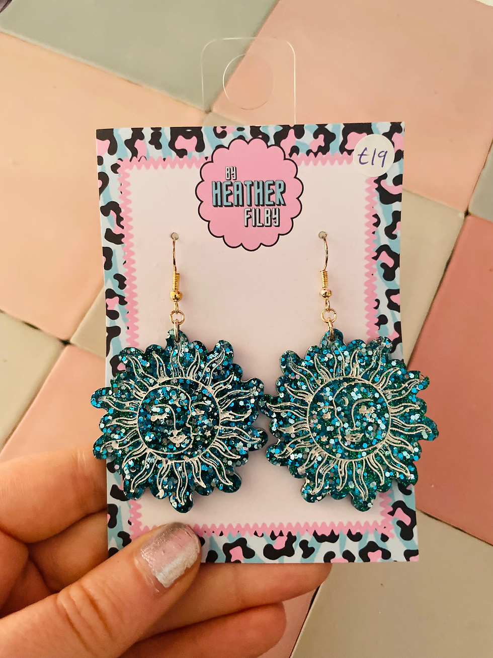 Thumbnail: Sun/Moon Glitter Resin Earrings - Discontinued Design