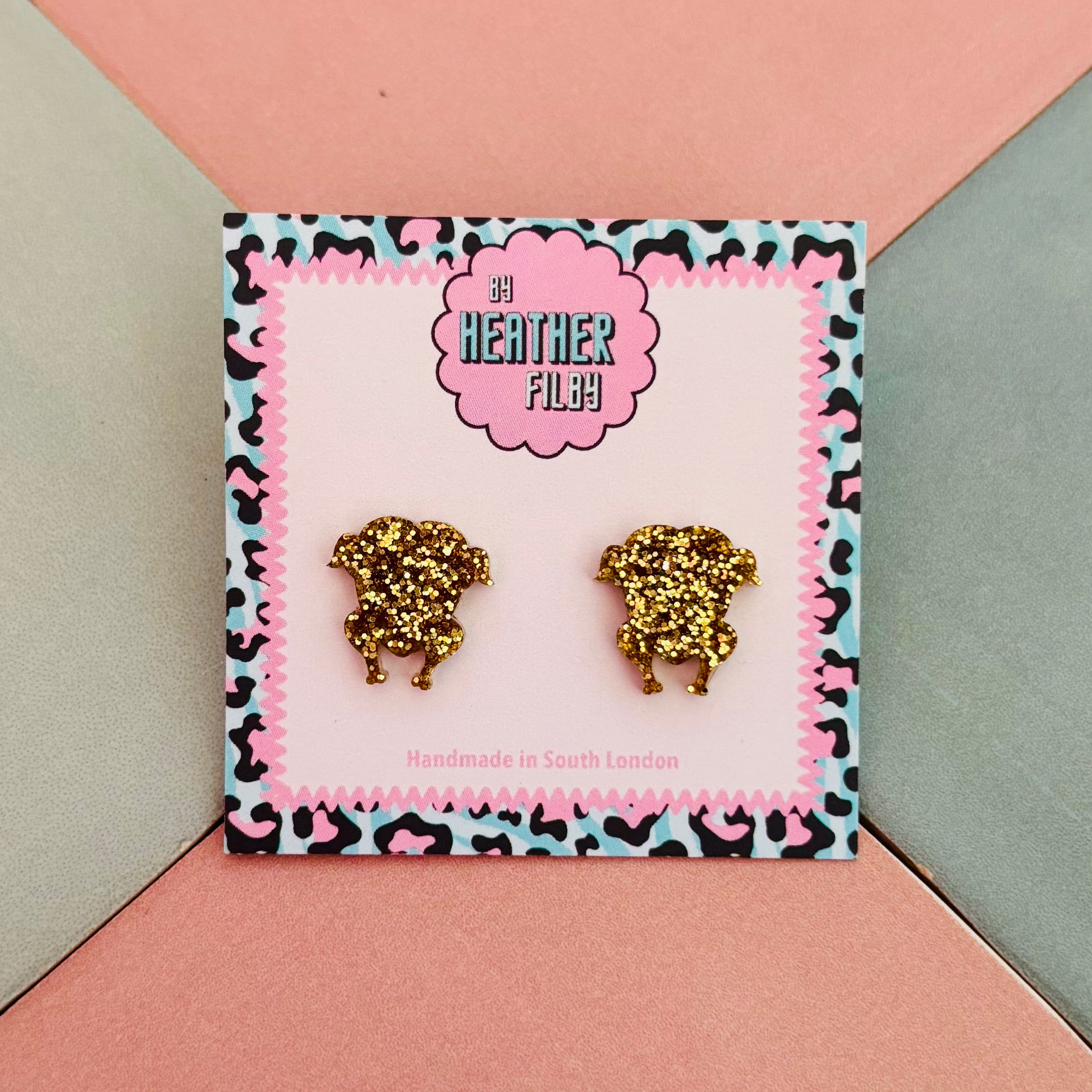 🍗 Turkey Glitter Stud Earrings