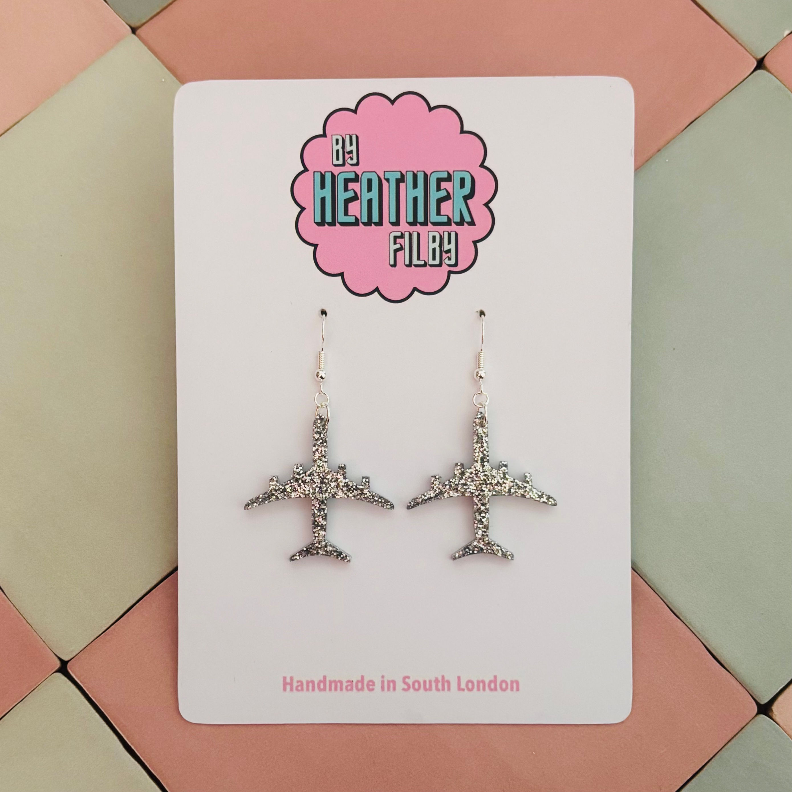 ✈ Aeroplane Glitter Statement Earrings