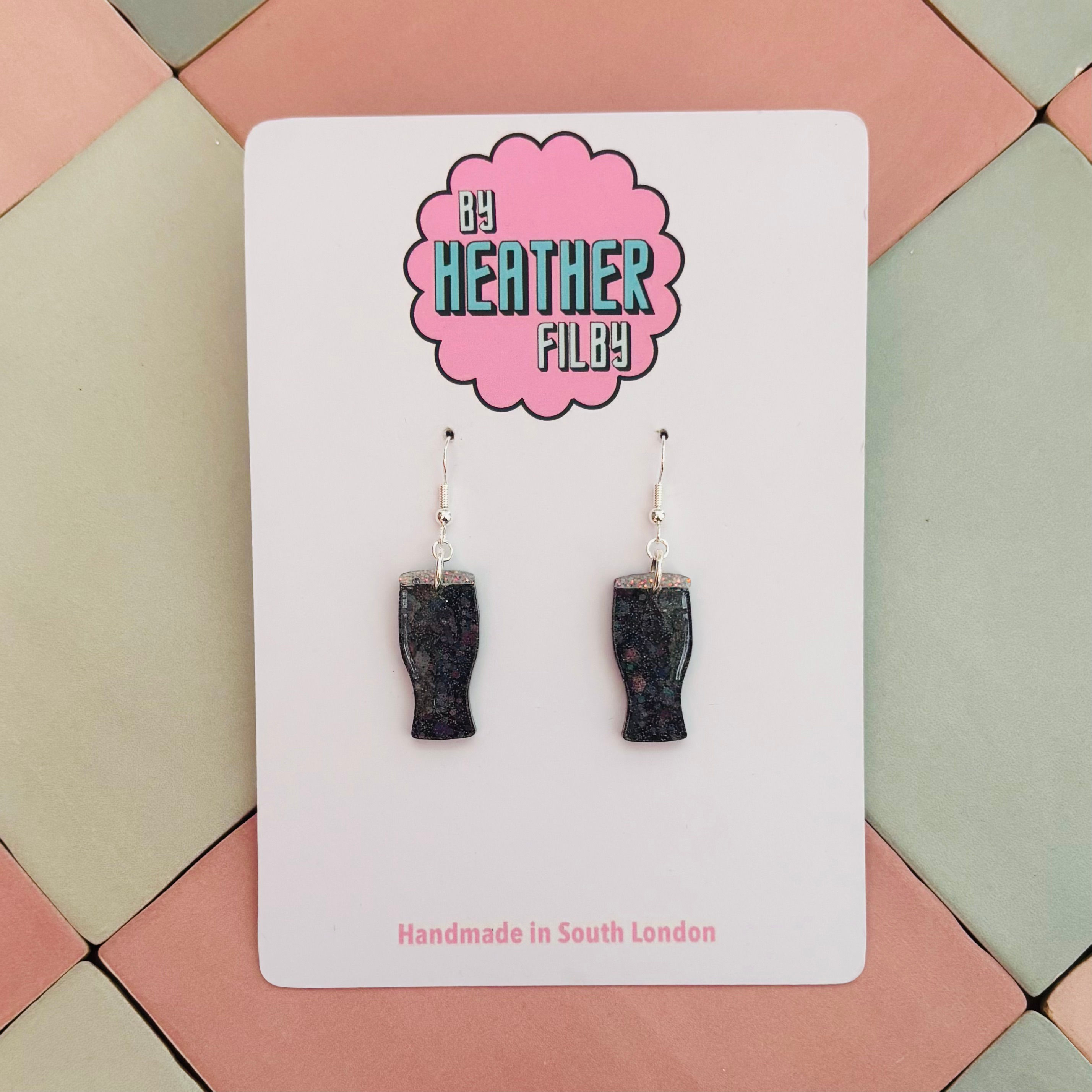 🍺 The Mini Pint Glass Glitter Statement Earrings