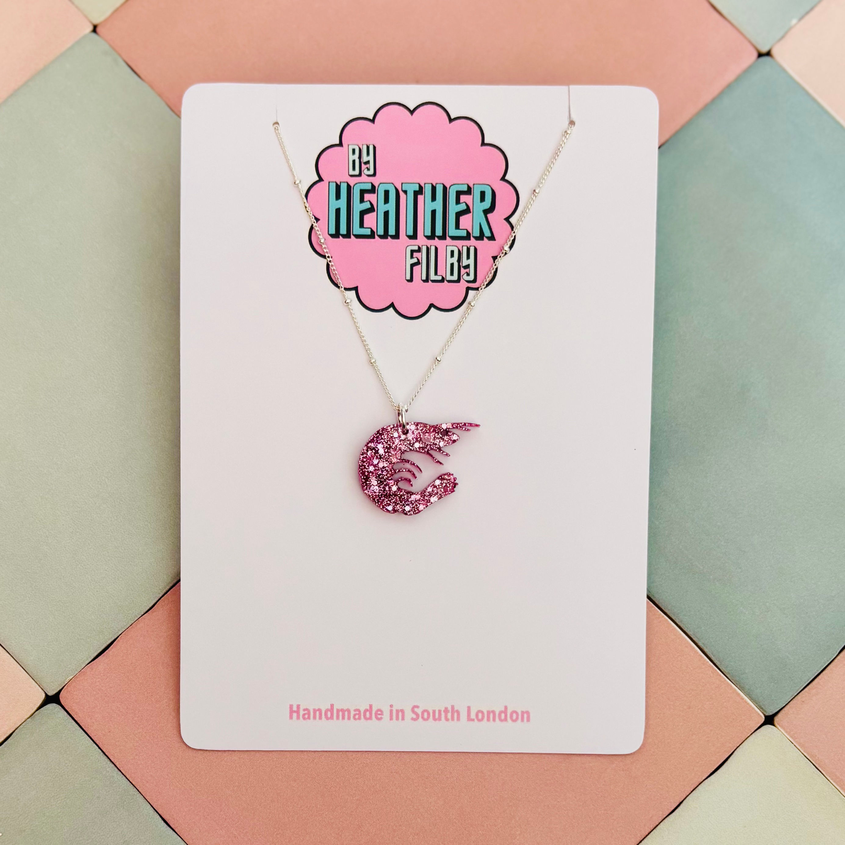 🦐 Shrimp Glitter Charm Necklace