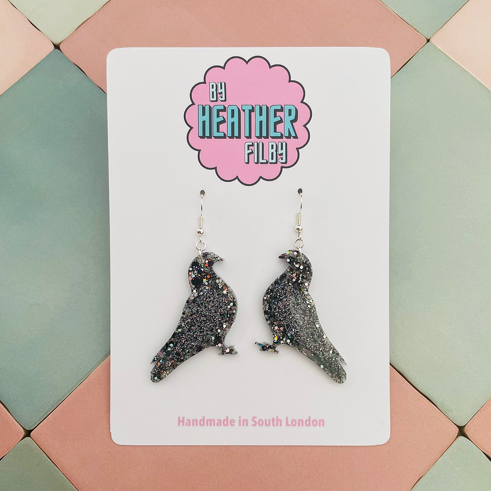 Pigeon Glitter Resin Earrings