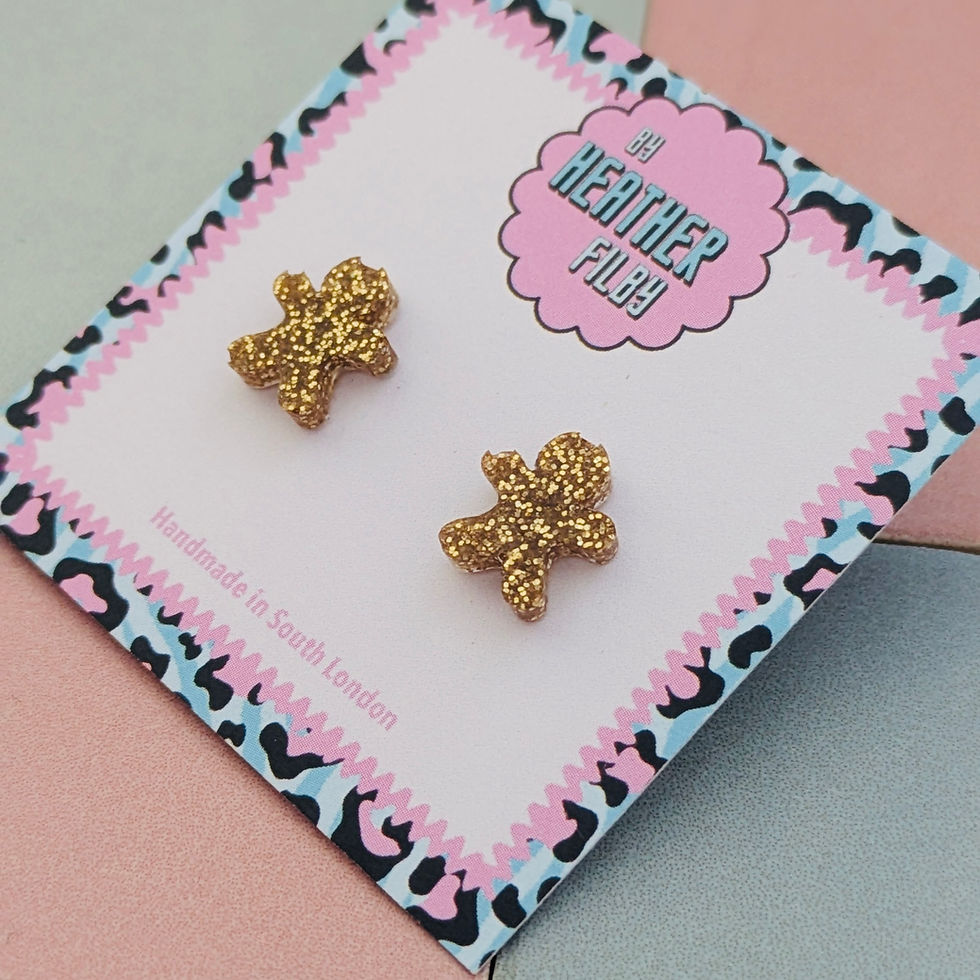 Thumbnail: Gold Glitter Gingerbread Christmas Earrings