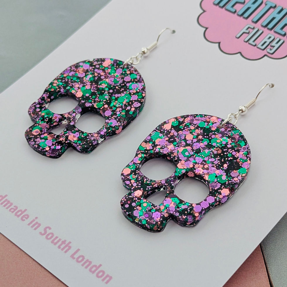 Thumbnail: Glitter Skull Resin Earrings