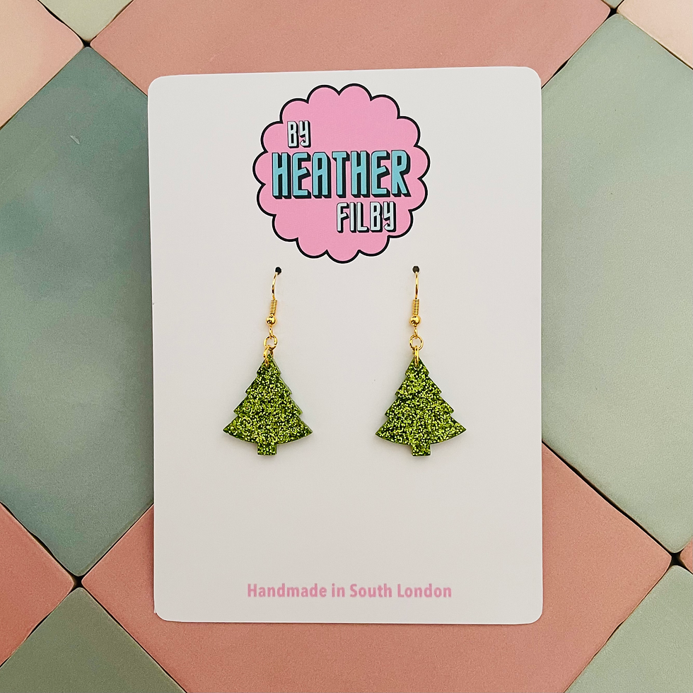 Light green glitter Christmas tree earrings