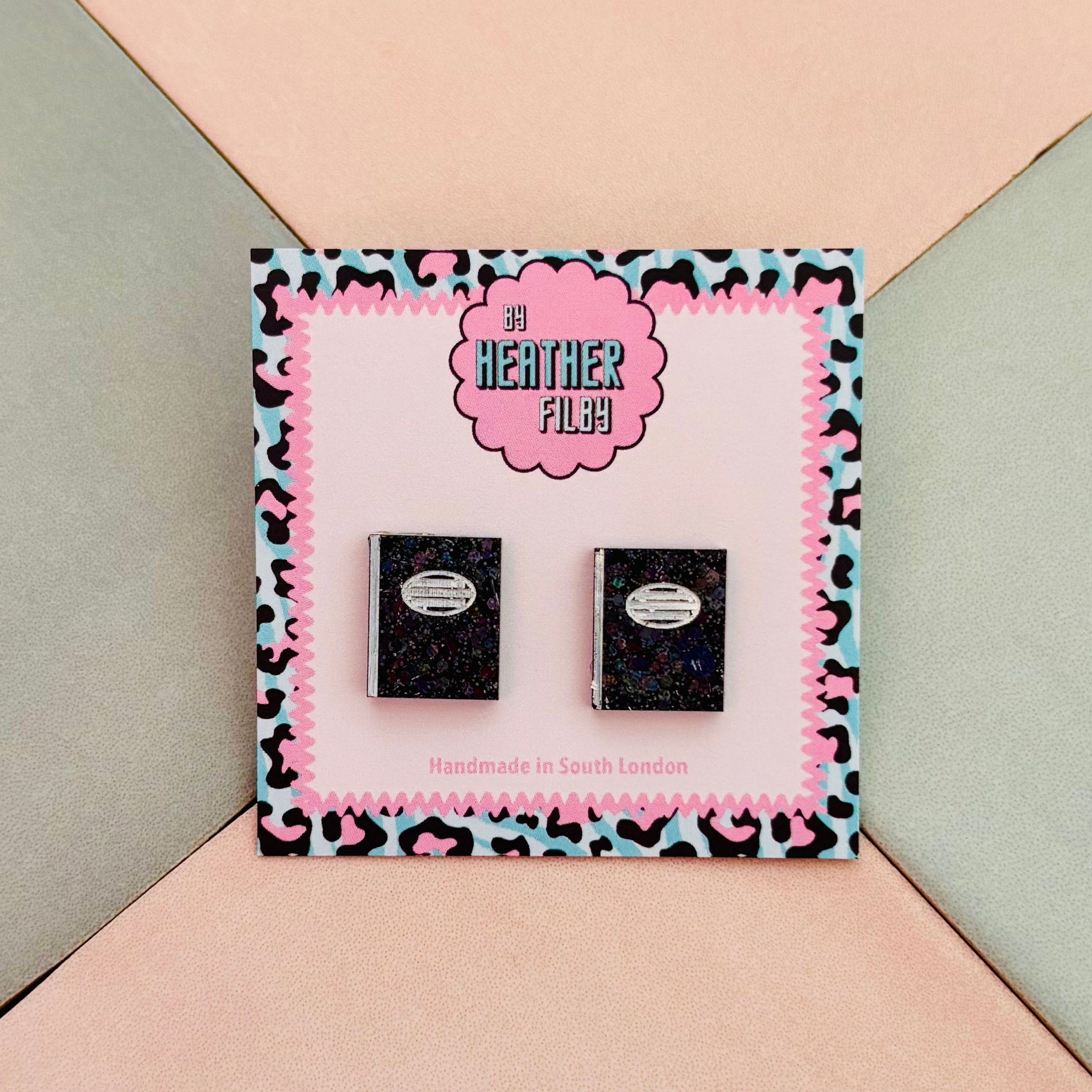 📓 Notebook Glitter Stud Earrings