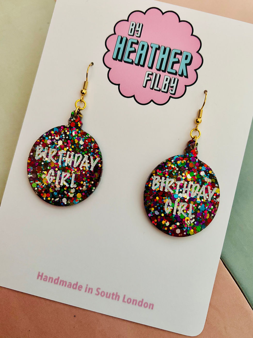 Thumbnail: 🎂 Rainbow Bauble "Birthday Girl" Glitter Earrings - BHF-MIS073