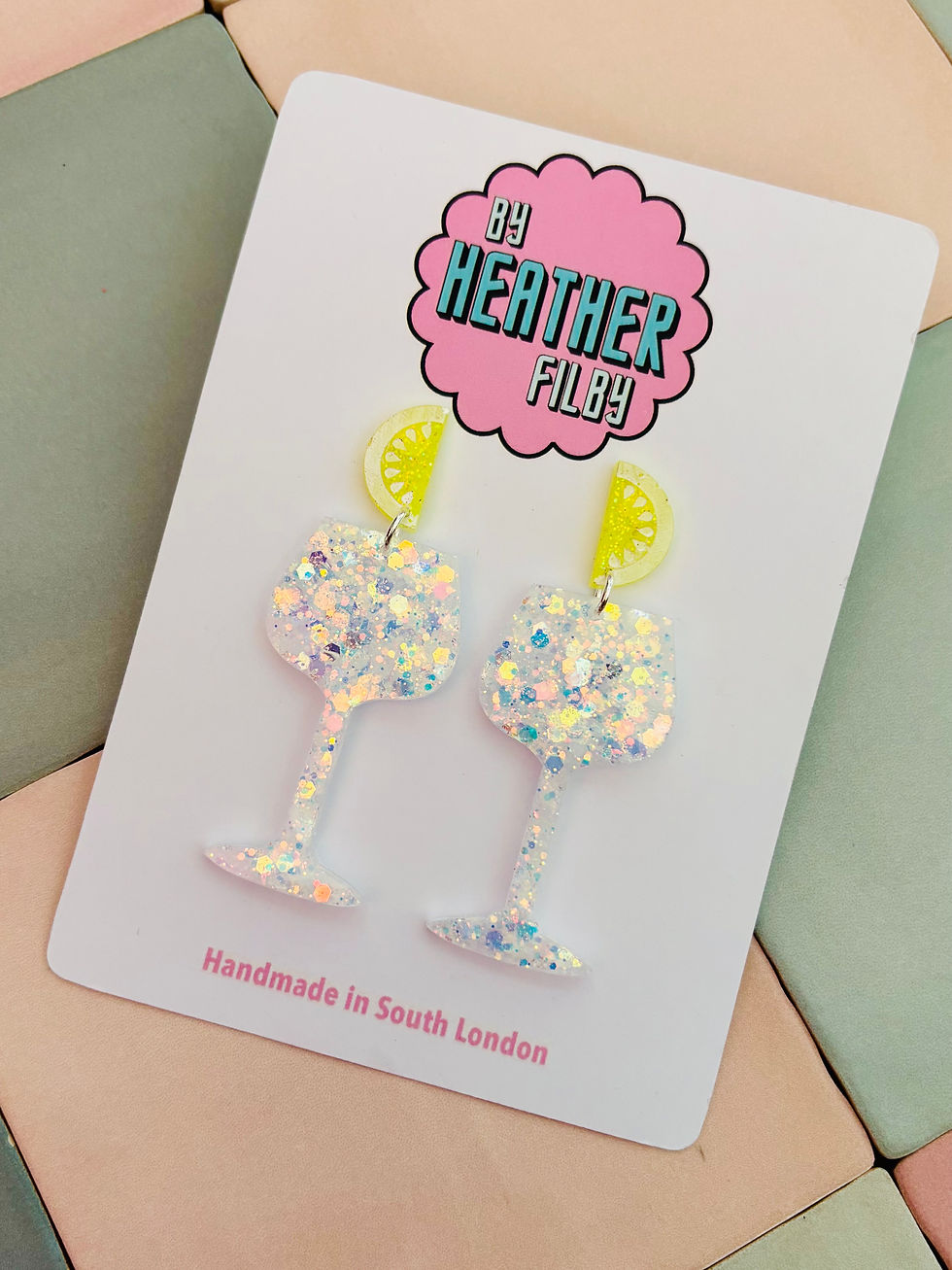 Thumbnail: 🍋‍🟩 Gin Glass Glitter Statement Earrings