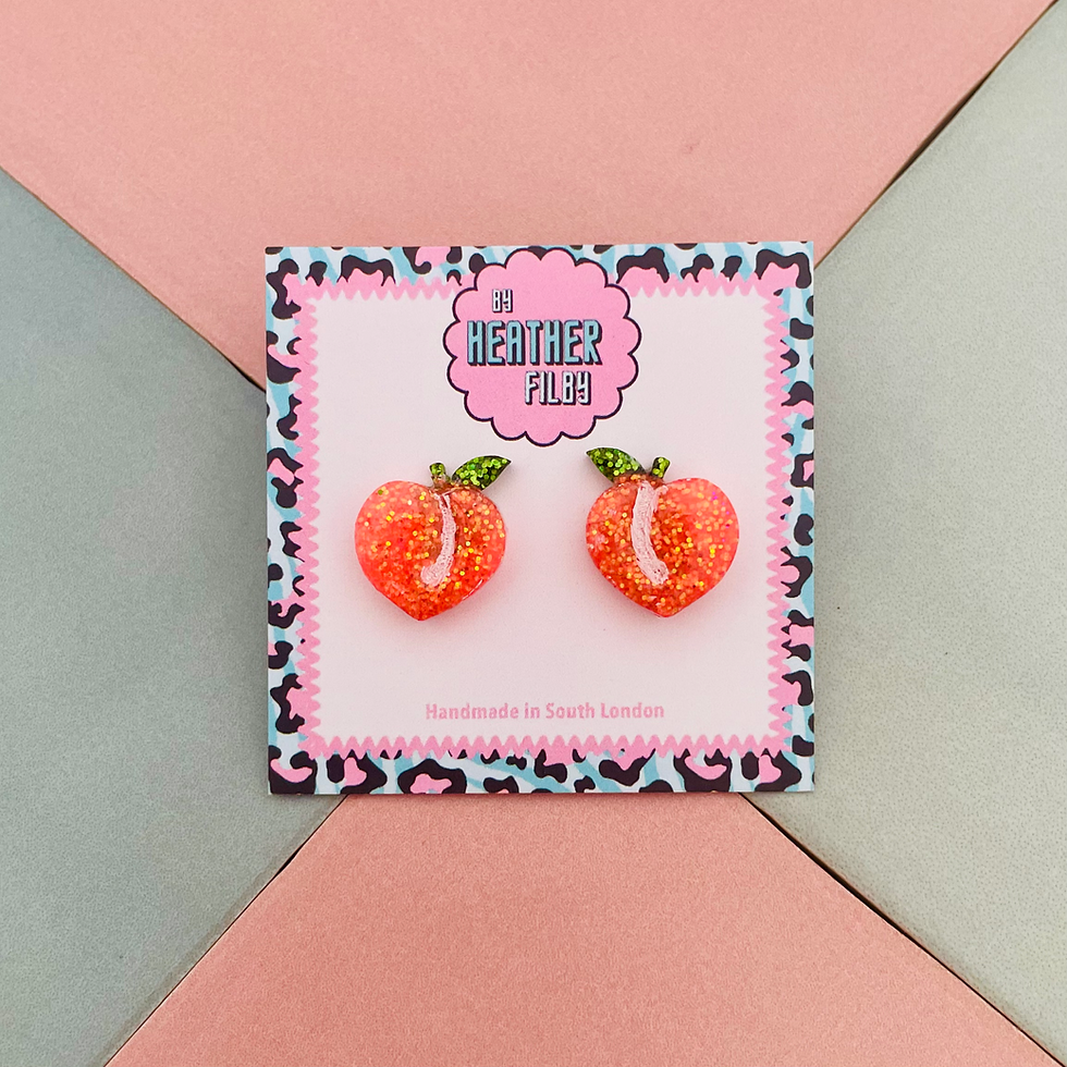 Peach glitter studs