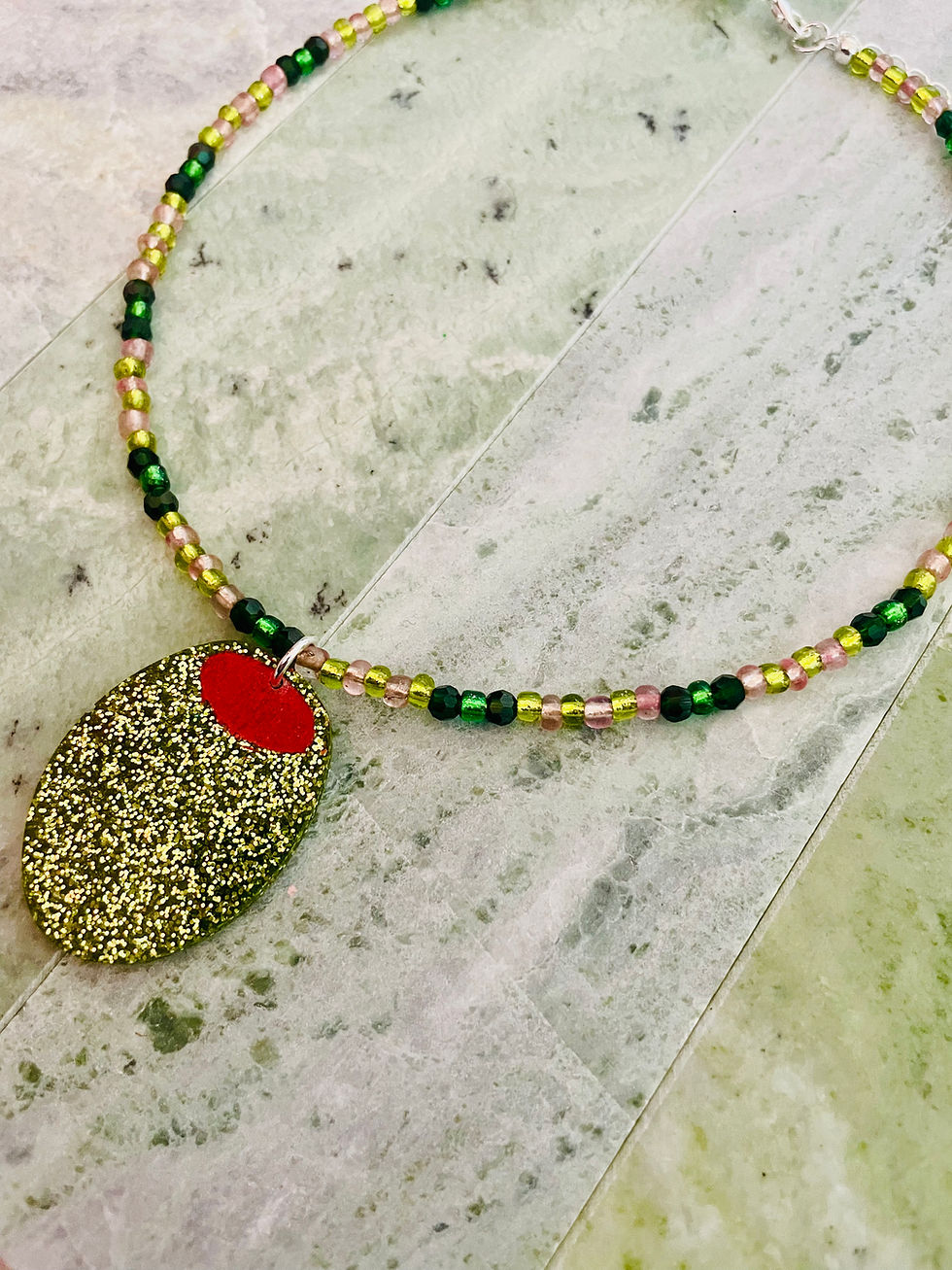 Thumbnail: The "Dirty Martini" Mixed Bead Necklace — Forest & Olive