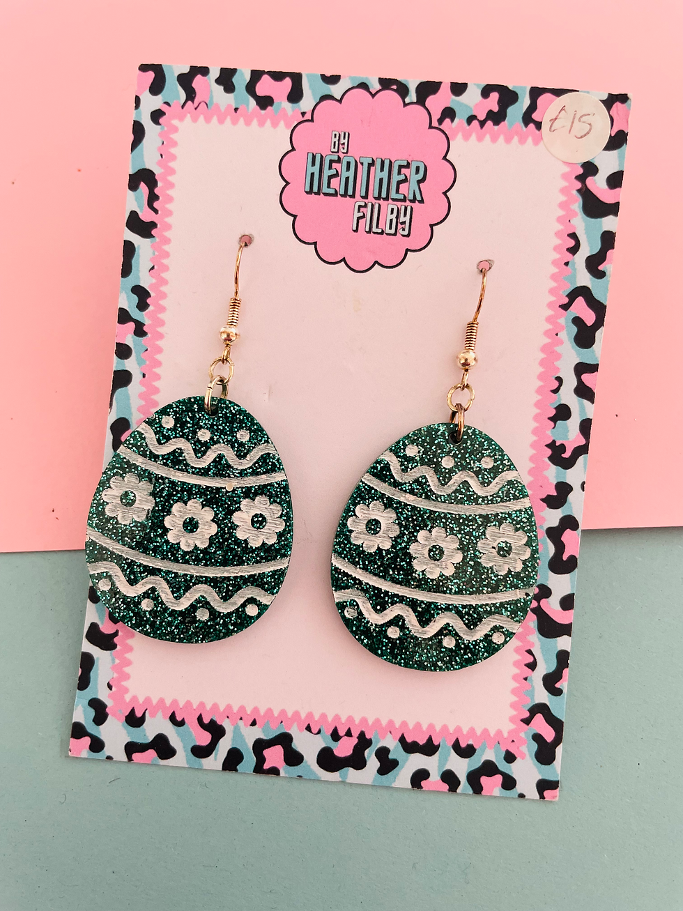 Thumbnail: Turquoise Easter Egg Glitter Earring