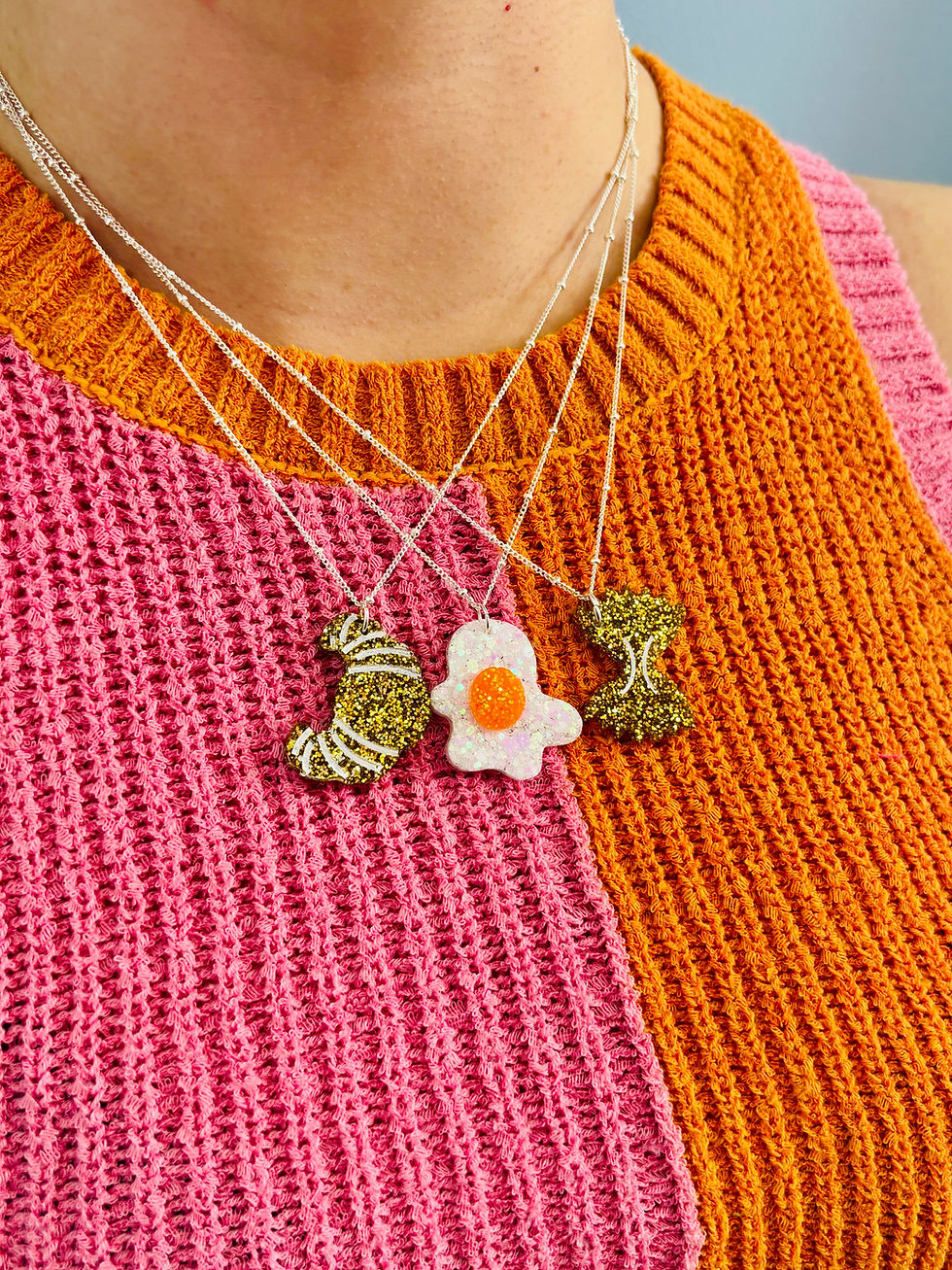 Thumbnail: 🍝 Farfalle Pasta Glitter Charm Necklace