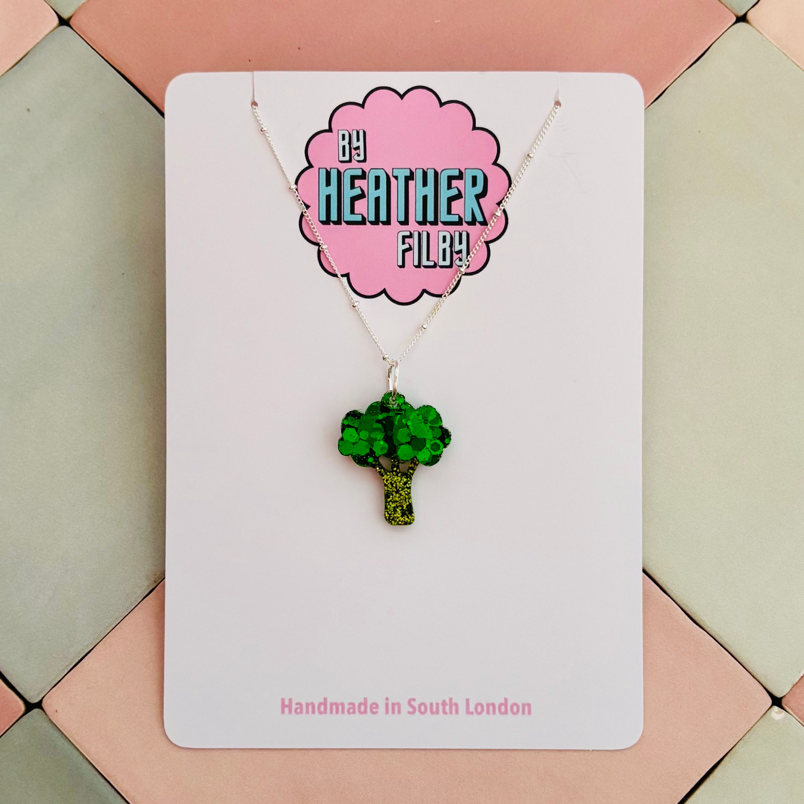 🥦 Broccoli Glitter Charm Necklace