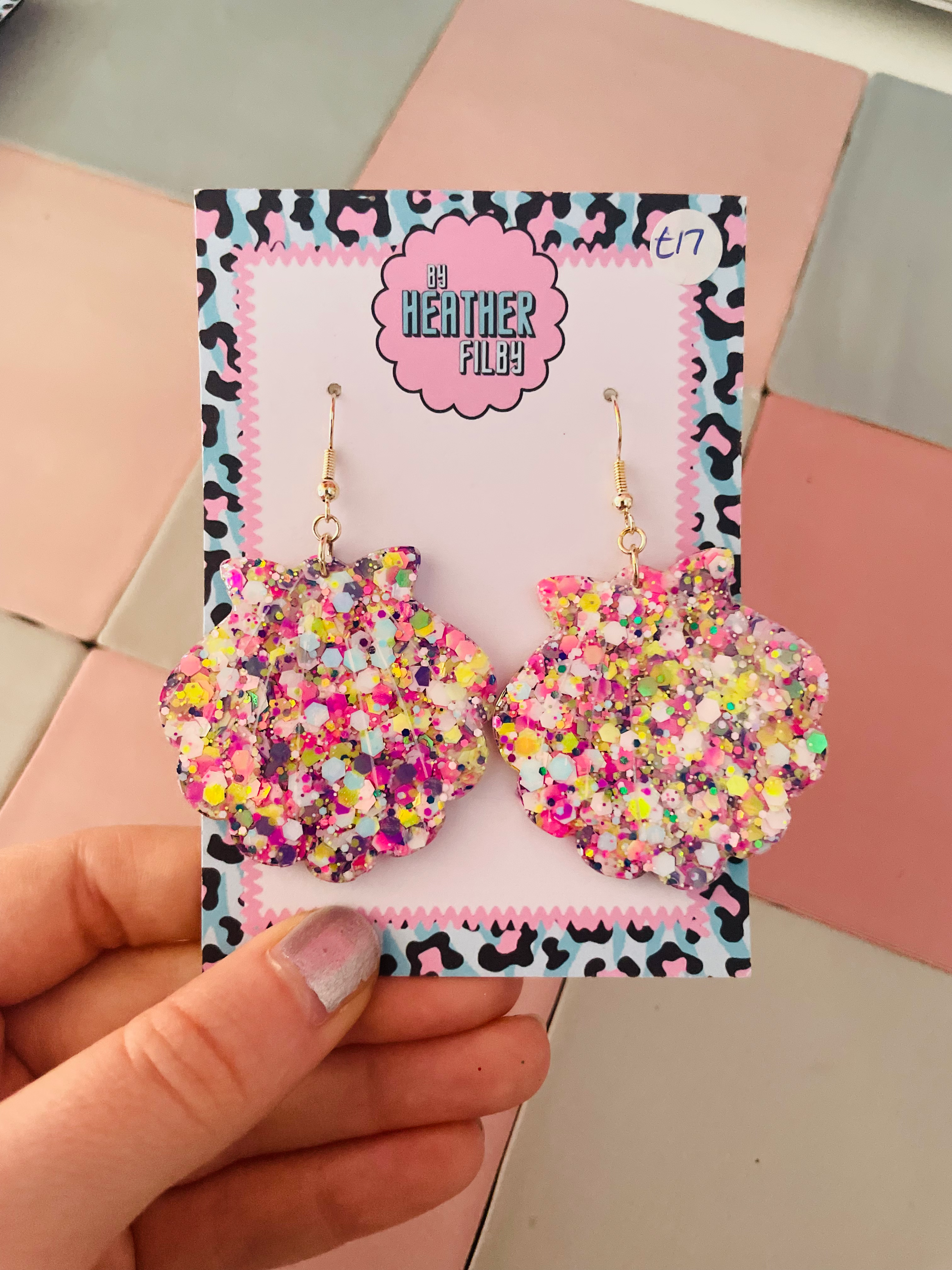 Multicolour Shell Glitter Resin Earrings