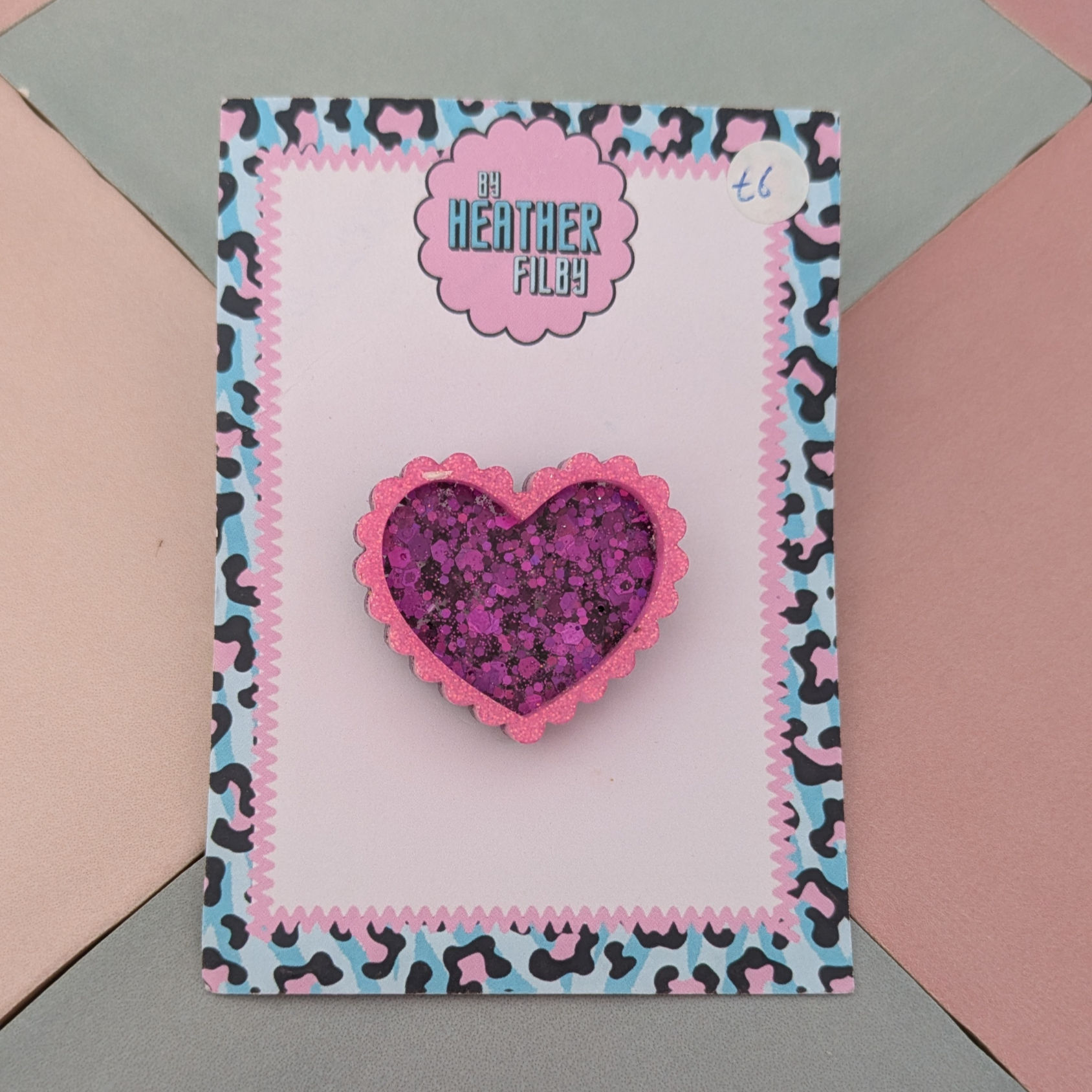Pink Heart Brooch