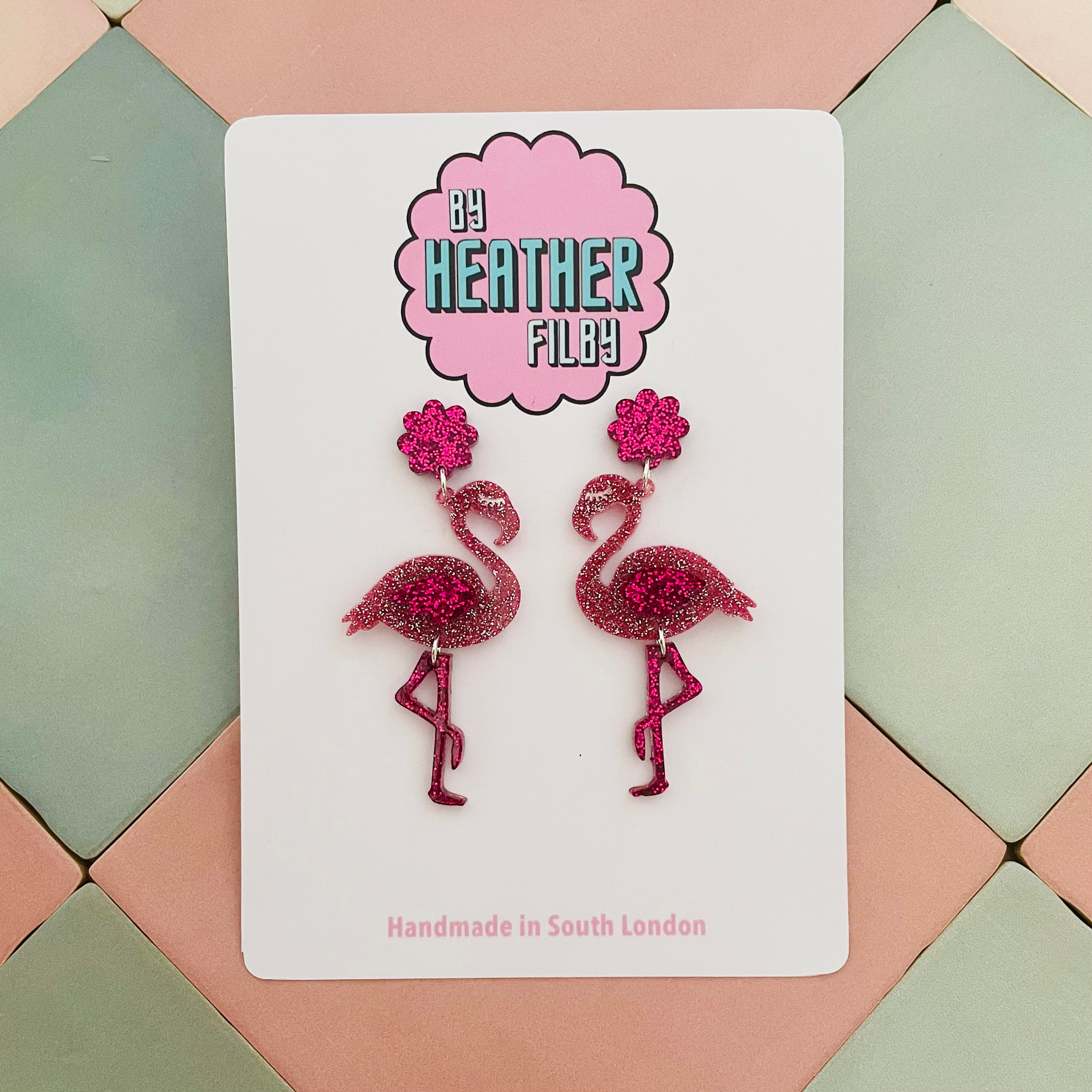 pink flamingo earrings