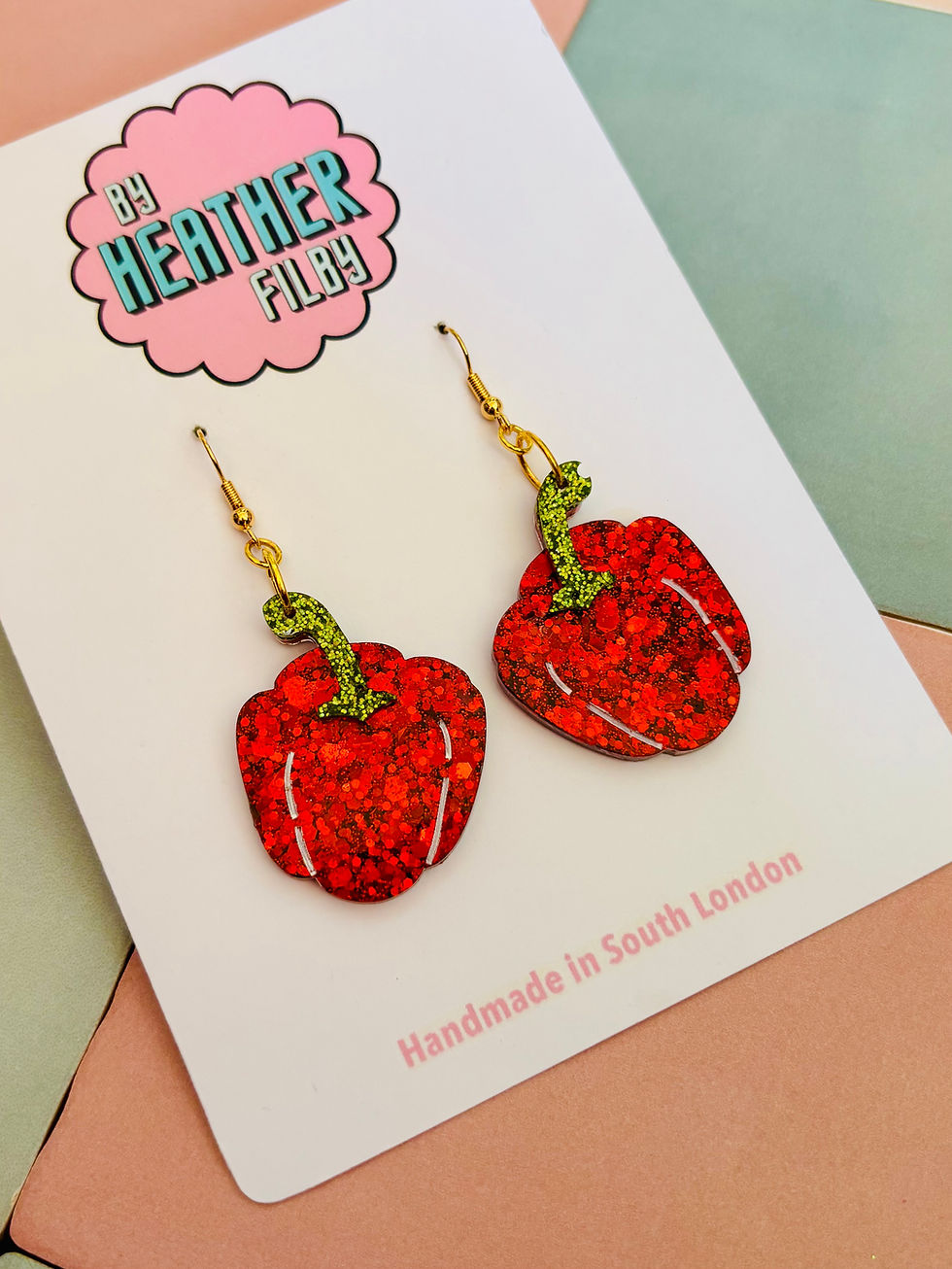Thumbnail: 🫑 The Bell Pepper Glitter Statement Earrings