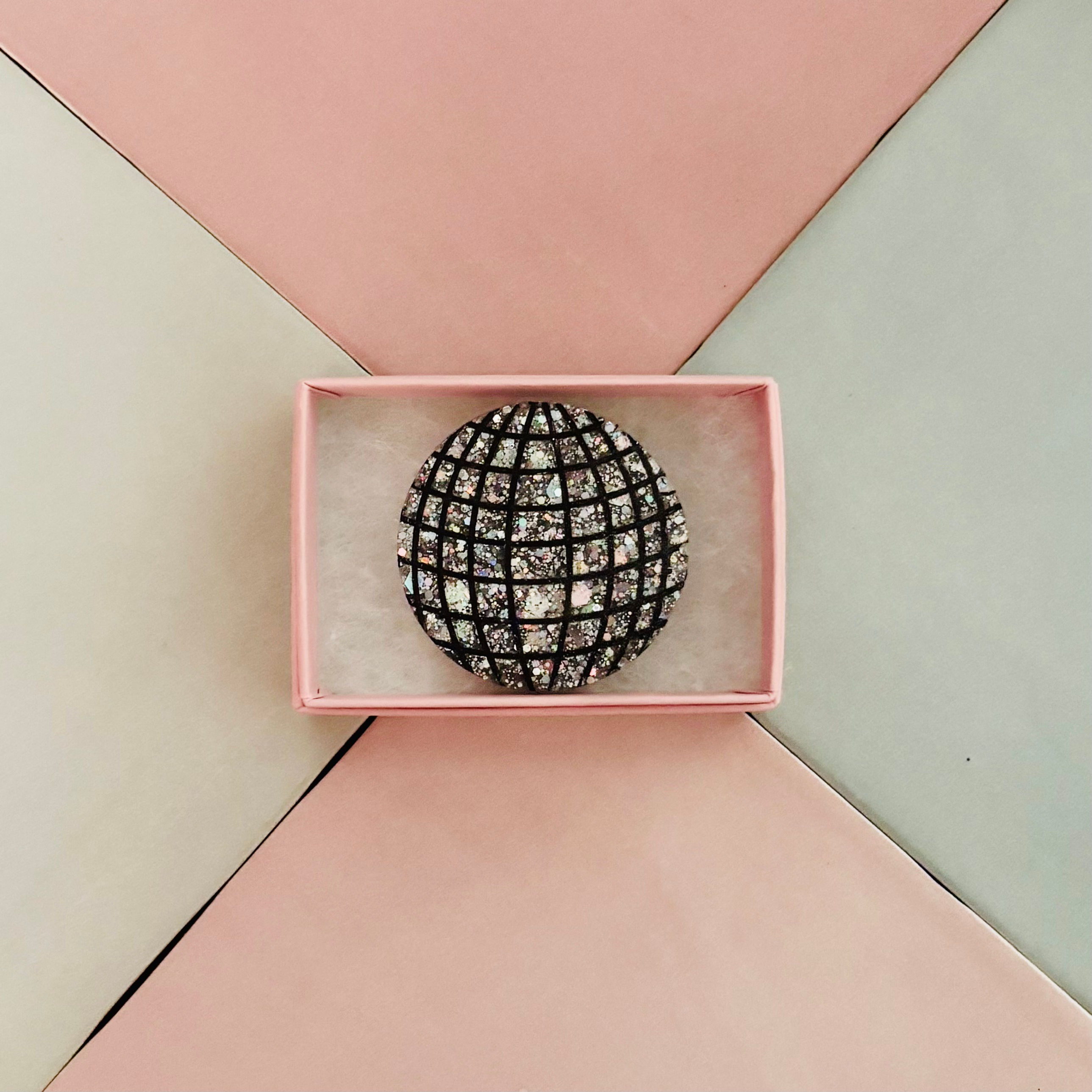 🪩 Disco Ball Glitter Resin Brooch