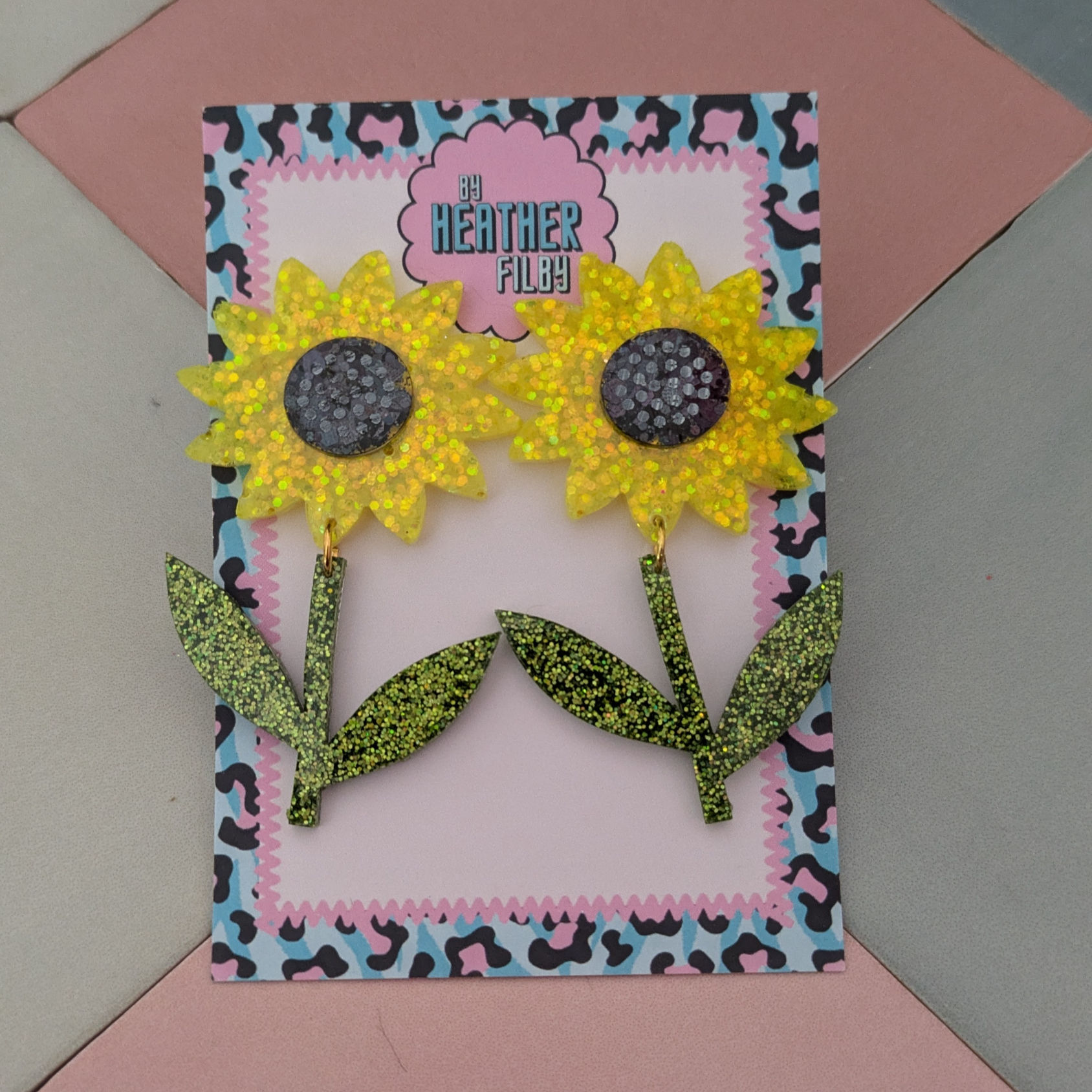 Sunflower Glitter Resin Earring