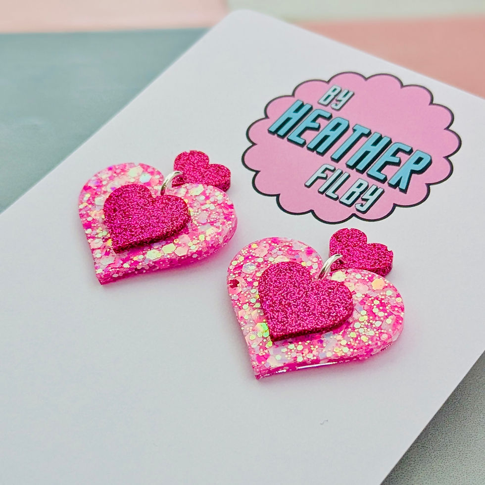 Thumbnail: Love Heart Resin Glitter Earrings