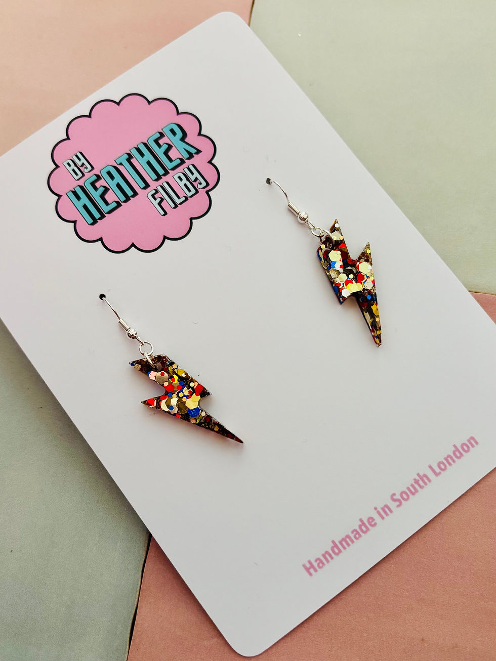 Thumbnail: Small Royal Glitter Lightning Bolt Earrings