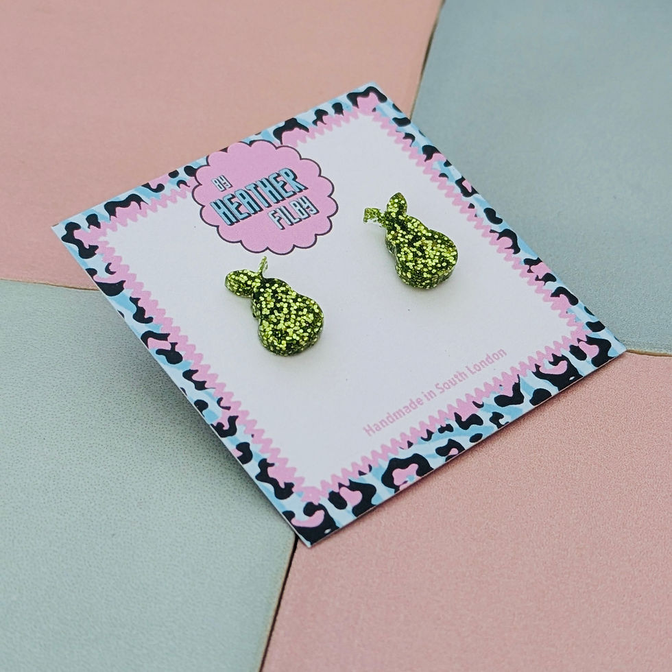 Thumbnail: Green glitter pear earrings