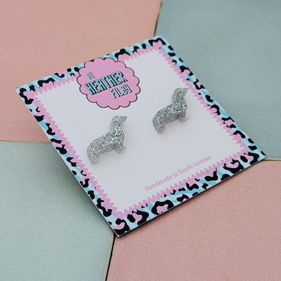 Thumbnail: Glitter silver dog earrings