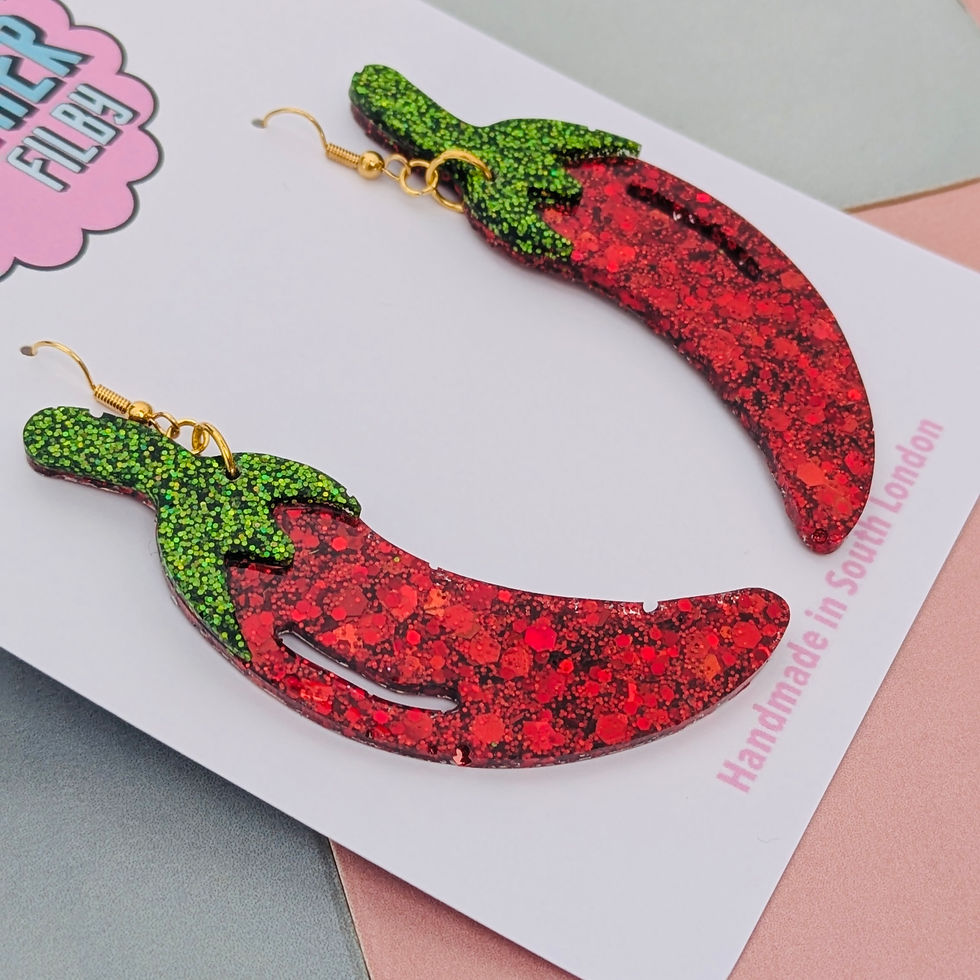 Thumbnail: Red Chilli Pepper Glitter Earrings