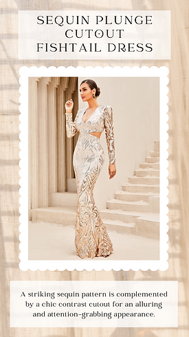 A striking sequin pattern is complemented by a chic contrast cutout for an alluring and at