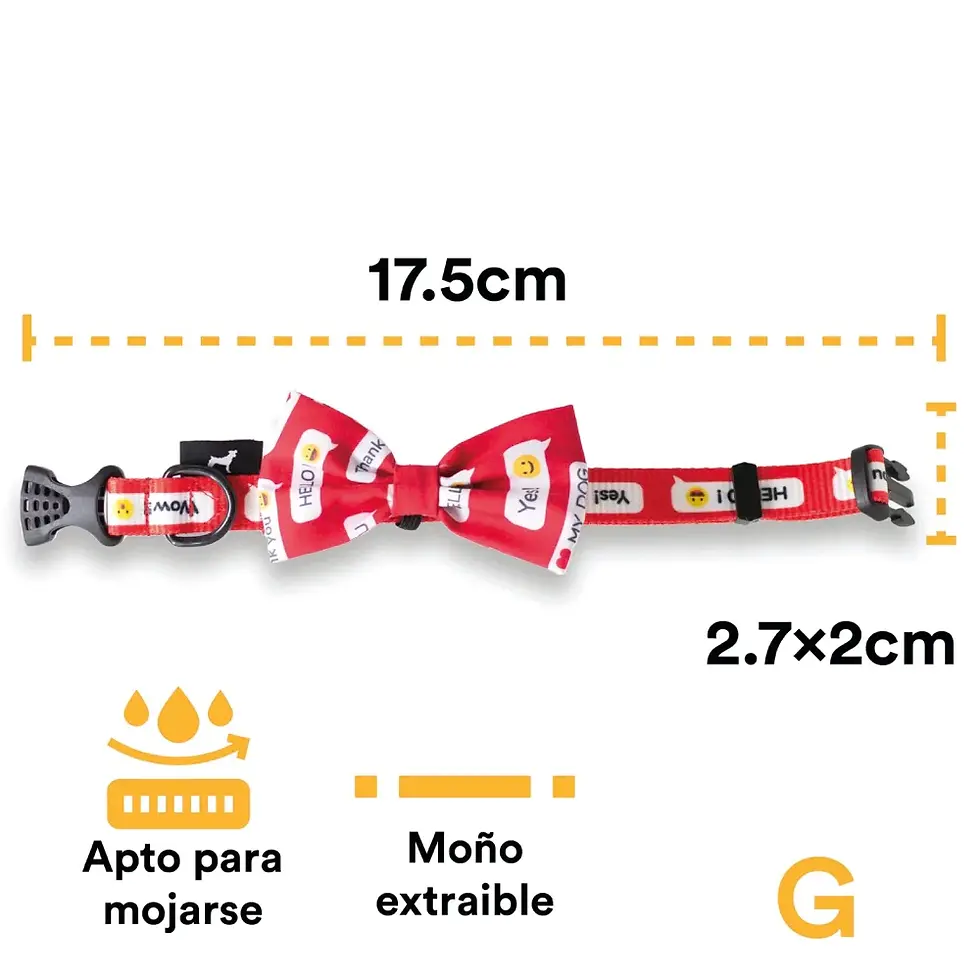 Miniatura: Collar con moño Mensaje |  Jack Pet